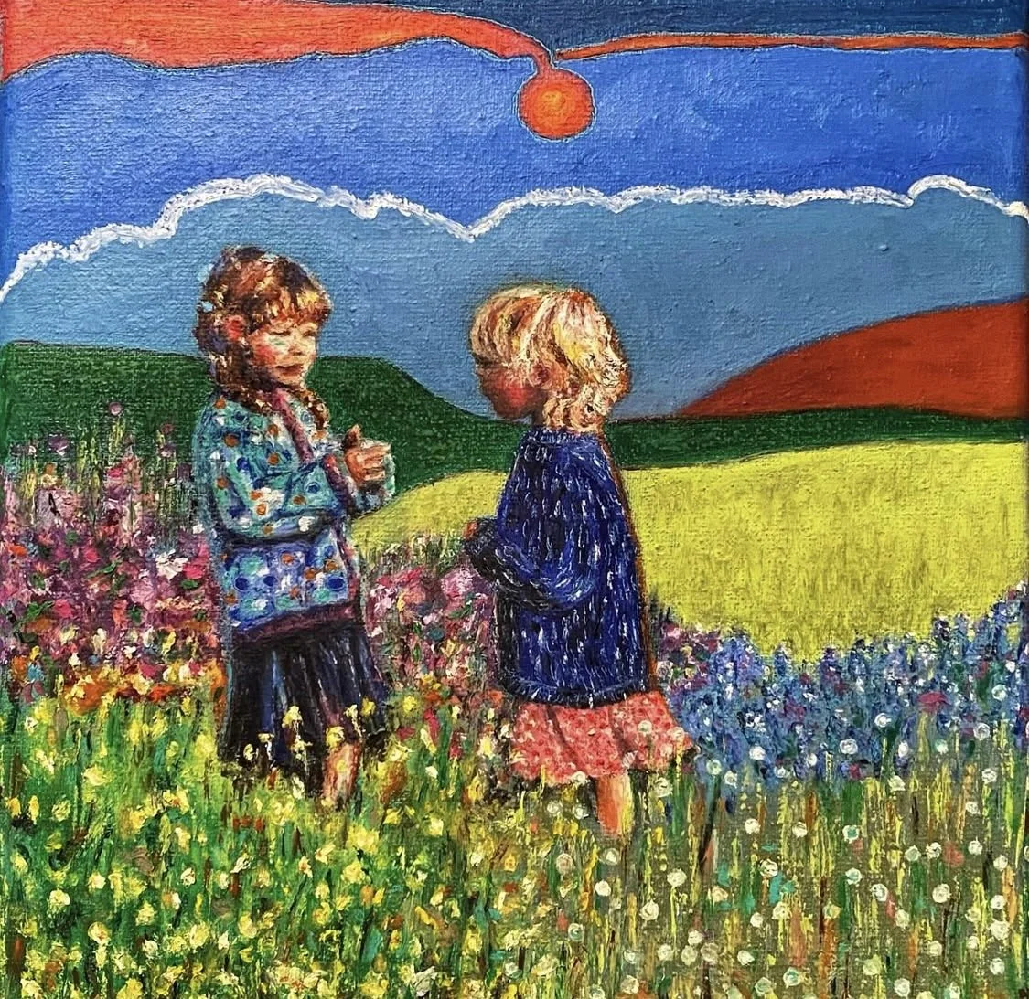 Secret whispers | 20 x 20 cm | Acrylfarbe und Ölfarbe auf Leinwand