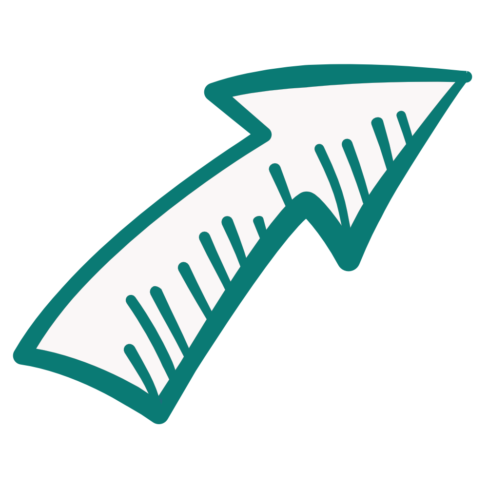 Illustration of a curved arrow pointing upward, with measurement markings along its length.
