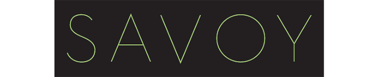 The text 'SAVOY' in neon-style green letters on a black background.