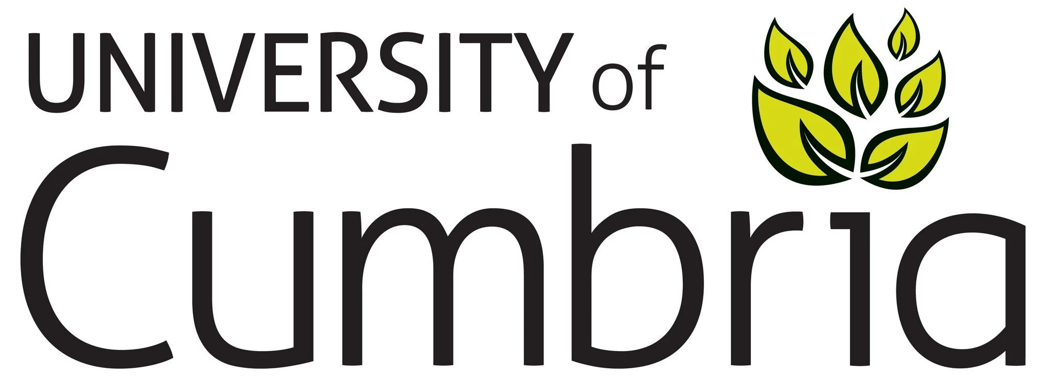 Logo of the University of Cumbria featuring text and a green leaf design.
