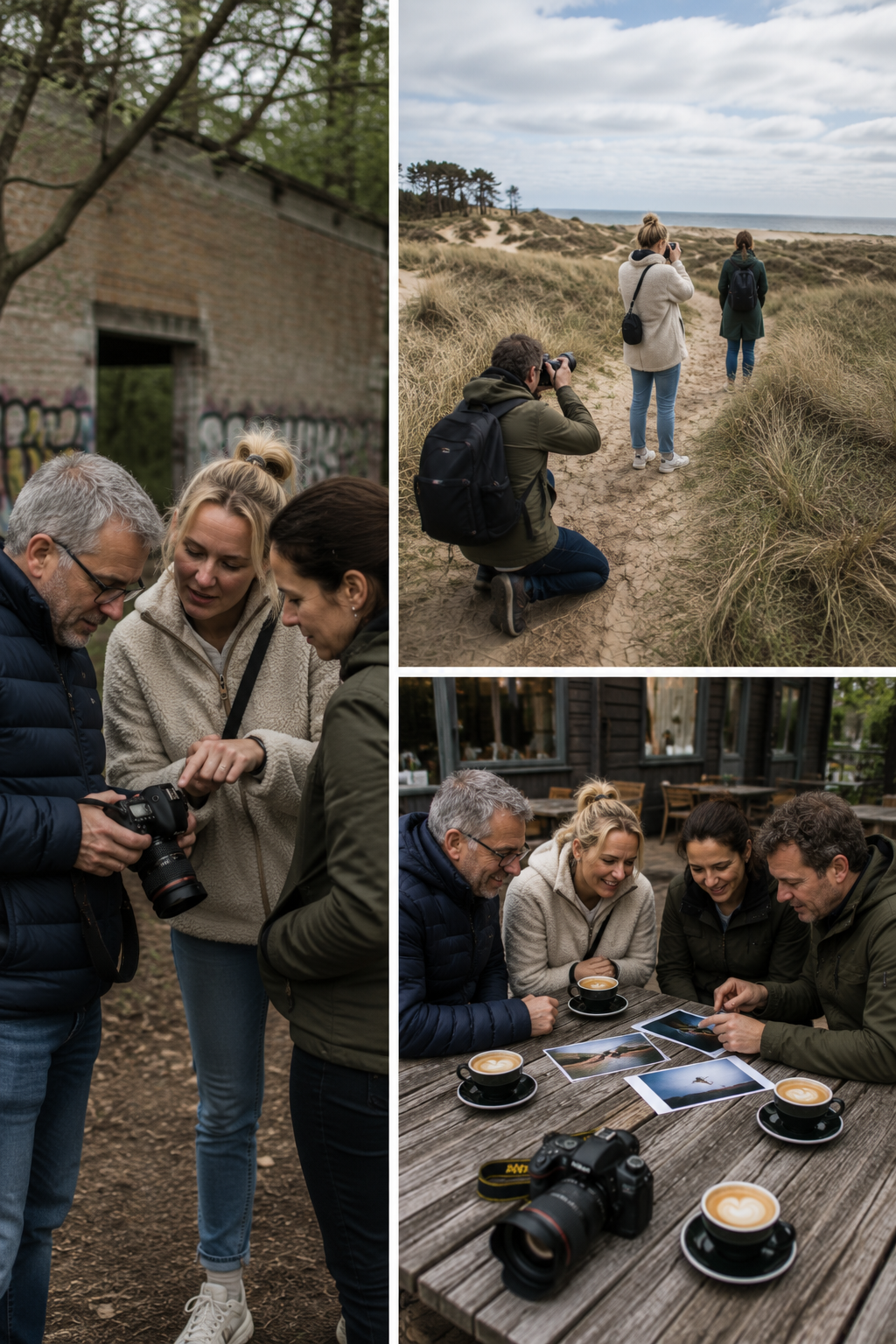 Team tijdens fotografieworkshop in de Schoorlse Duinen, teambuilding met BAKKM Photography