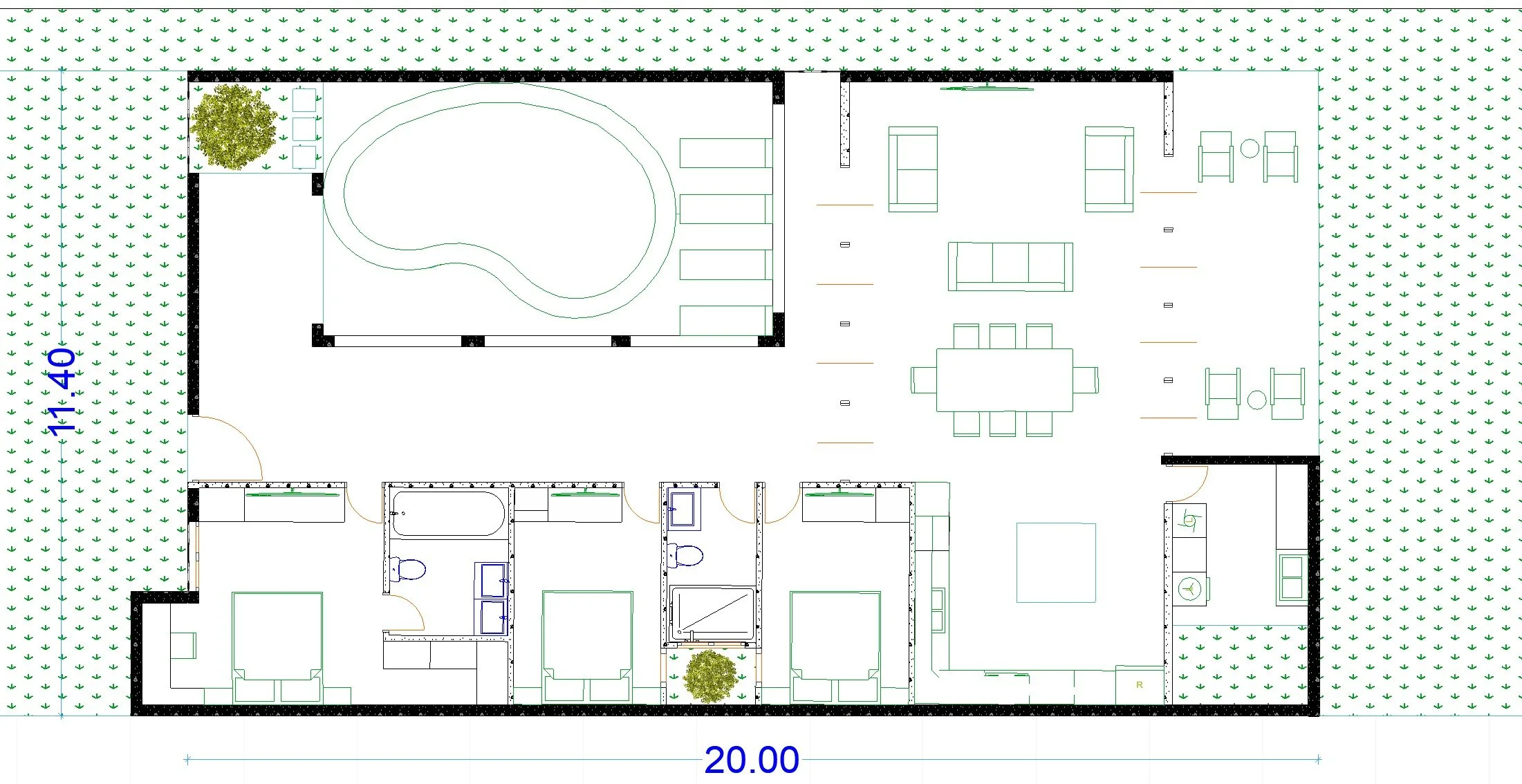 Planta arquitectónica casa de campo moderna