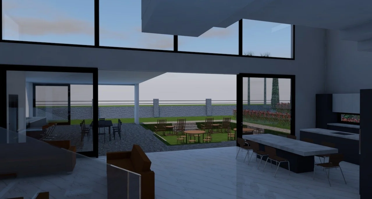 Casa americana con doble altura