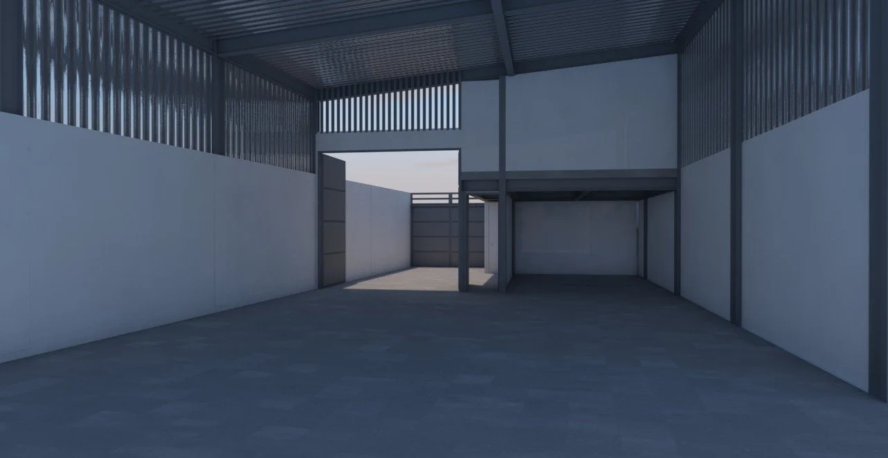 Diseño interior de una bodega industrial