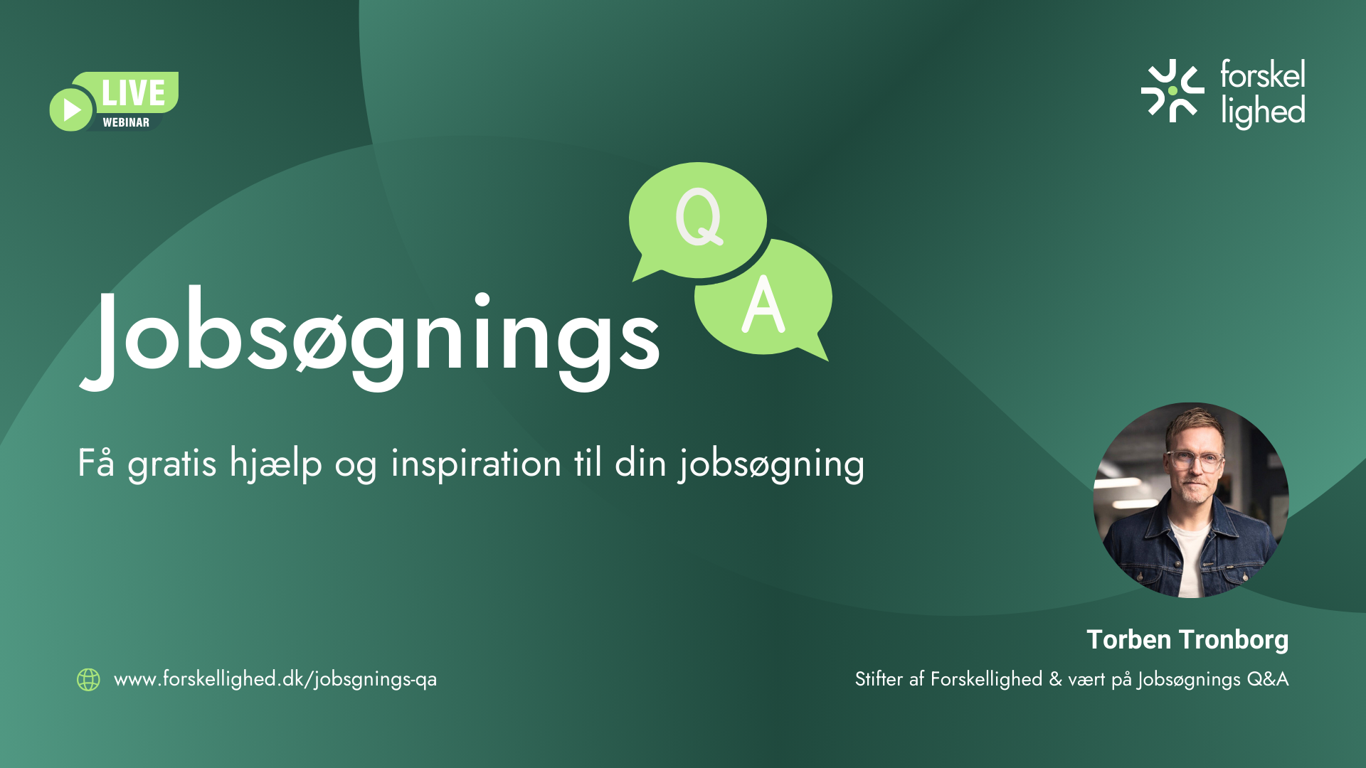 Grafik med teksten "Jobsøgnings" og stikordet "Få gratis hjælp og inspiration til din jobsøgning".
