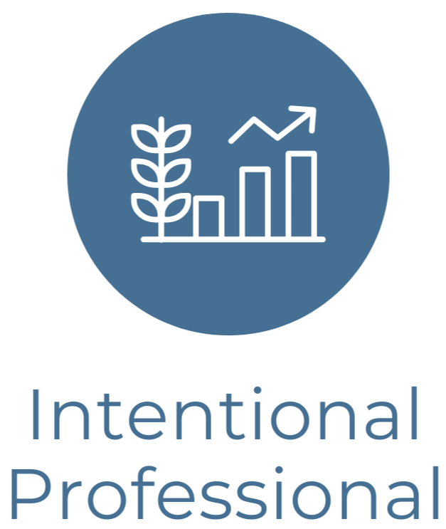 Logo with a leaf and upward trending bar graph, and the text 'Intentional Professional'.