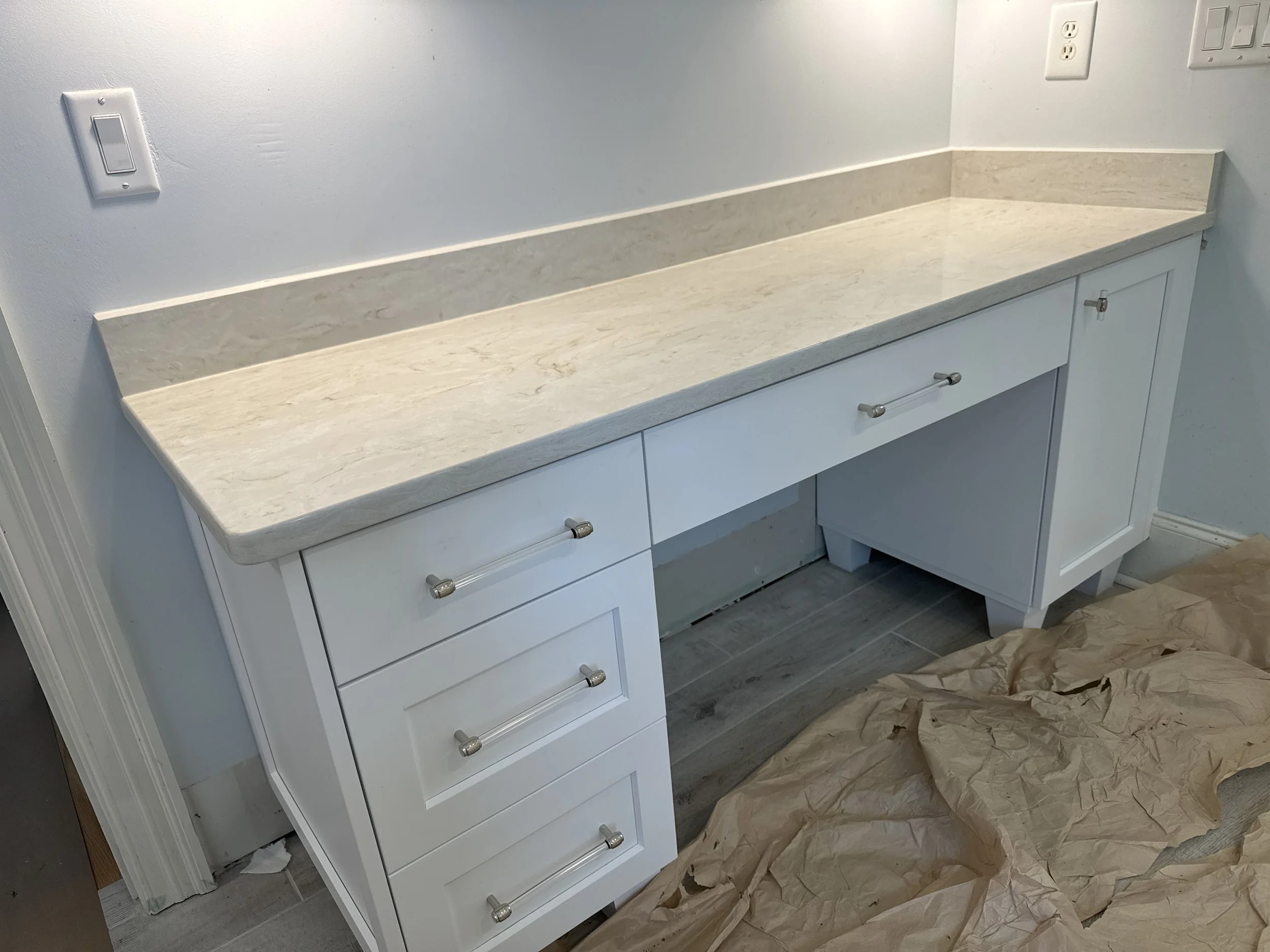 Custom vanity with desk area