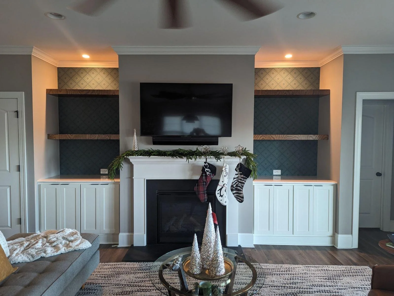 Custom Ash shelves for built-ins.
