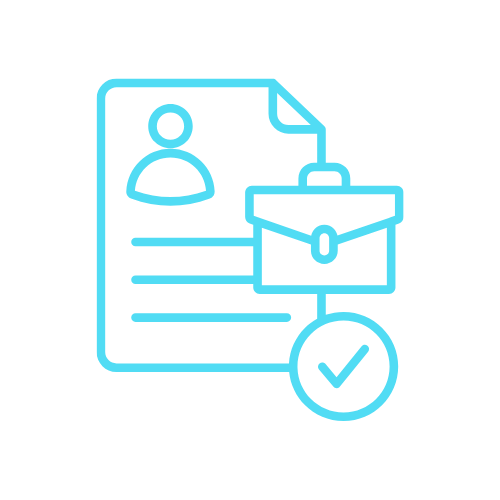 Icon of a resume with a briefcase and a checkmark