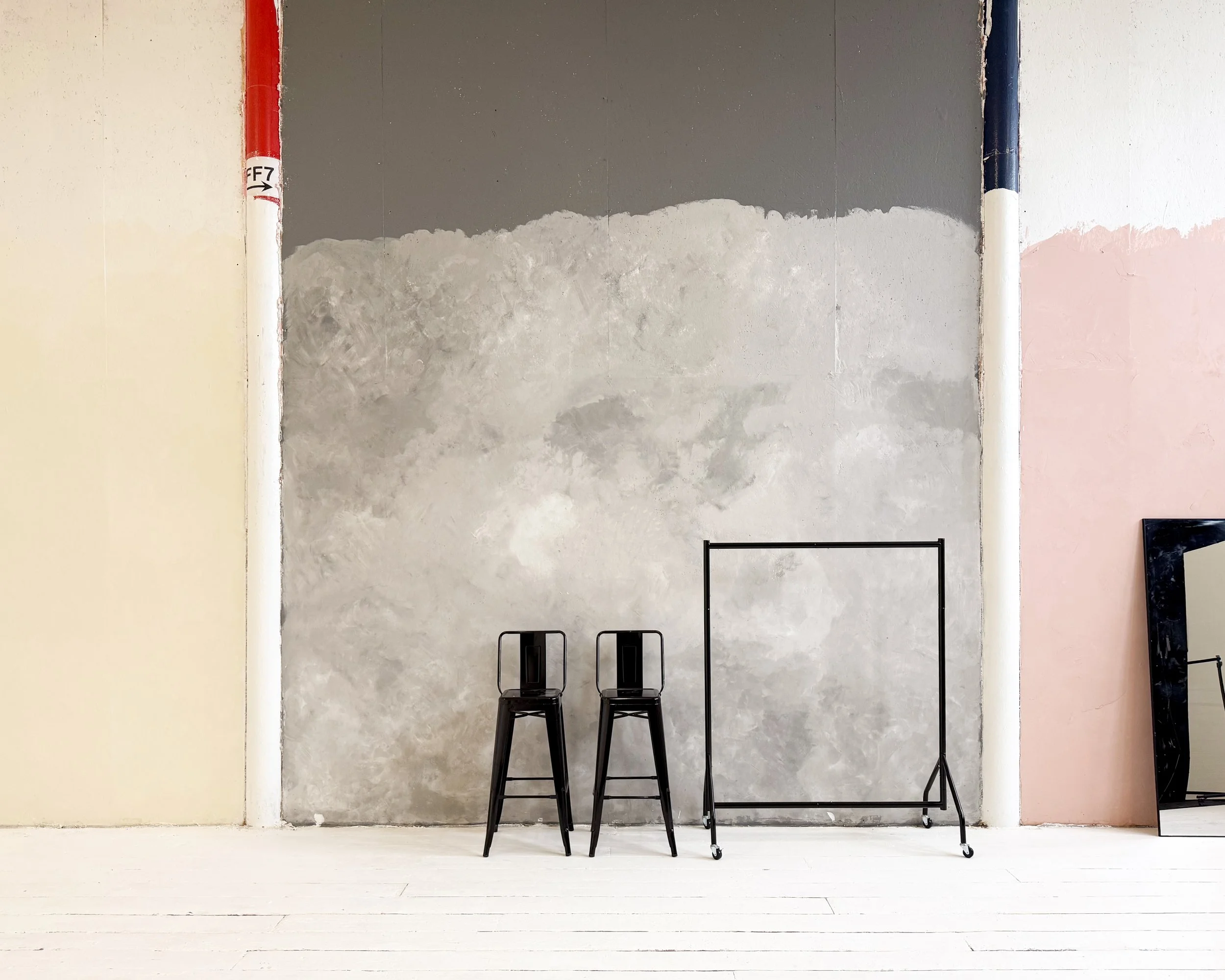 Textured backdrop wall in Manchester creative studio used for fashion, beauty, and social media content creation.