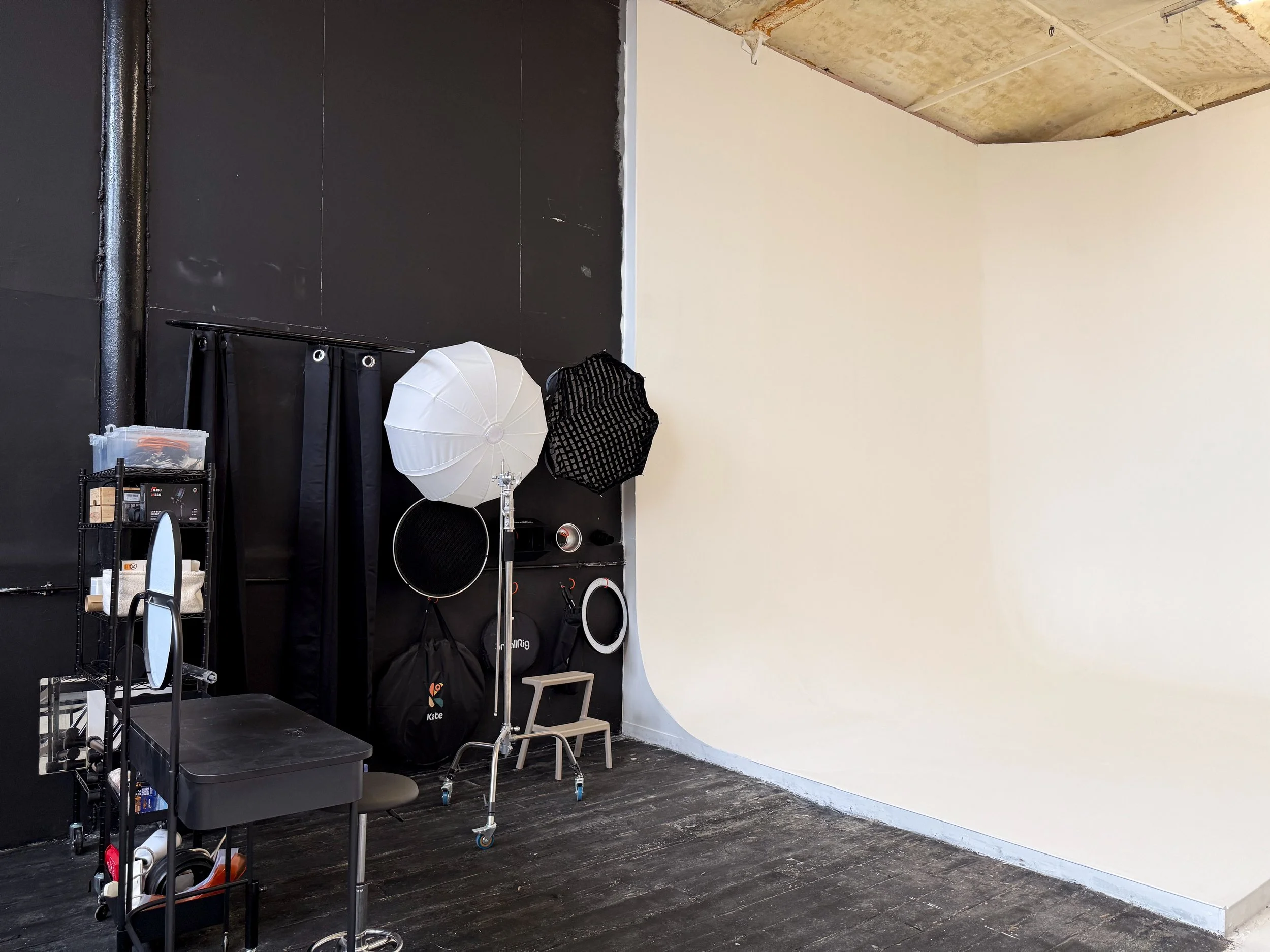 Manchester beauty content studio with LED lighting, ideal for makeup artists, influencers, and product photography.