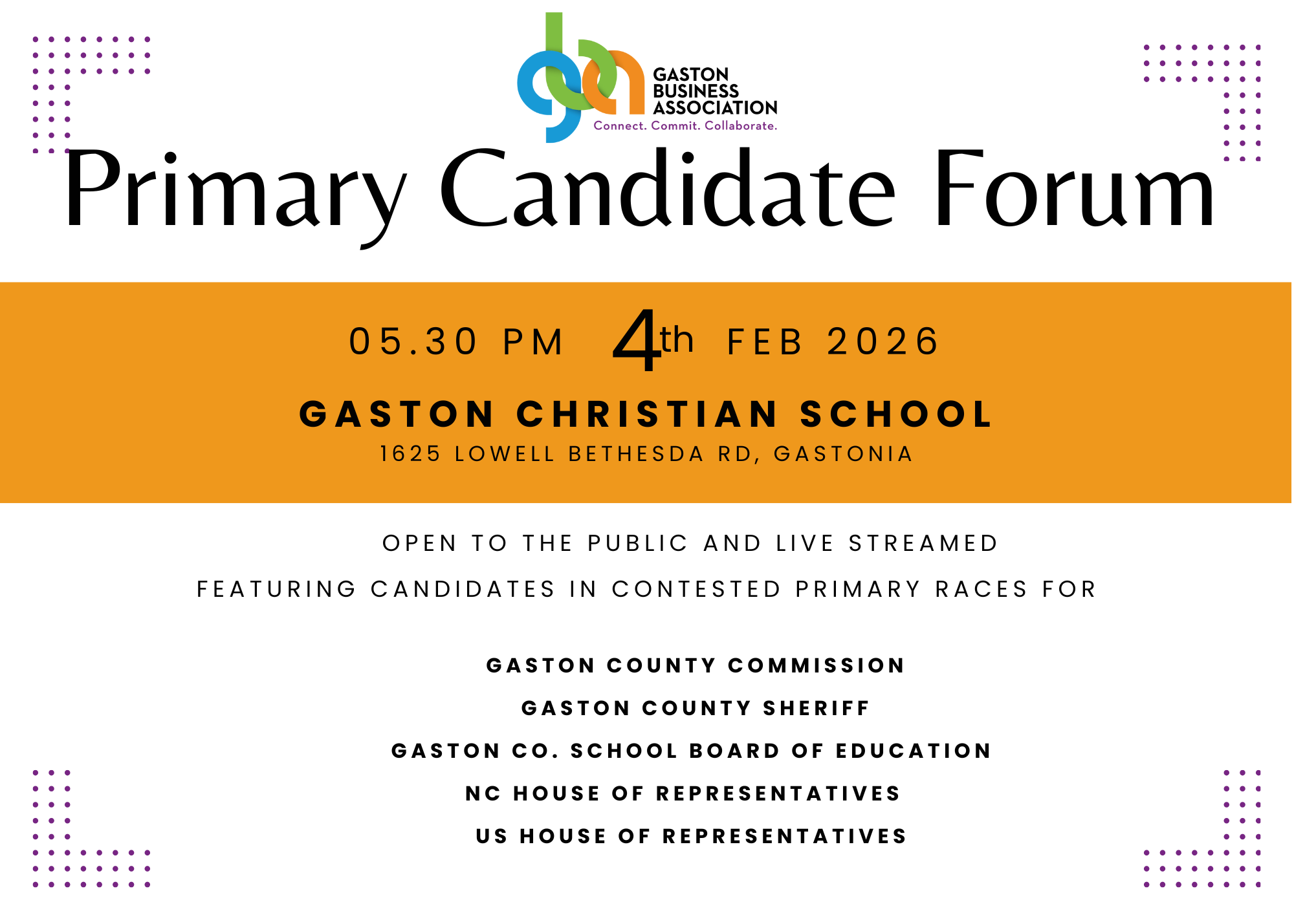 Gaston Business Association Primary Candidate Forum