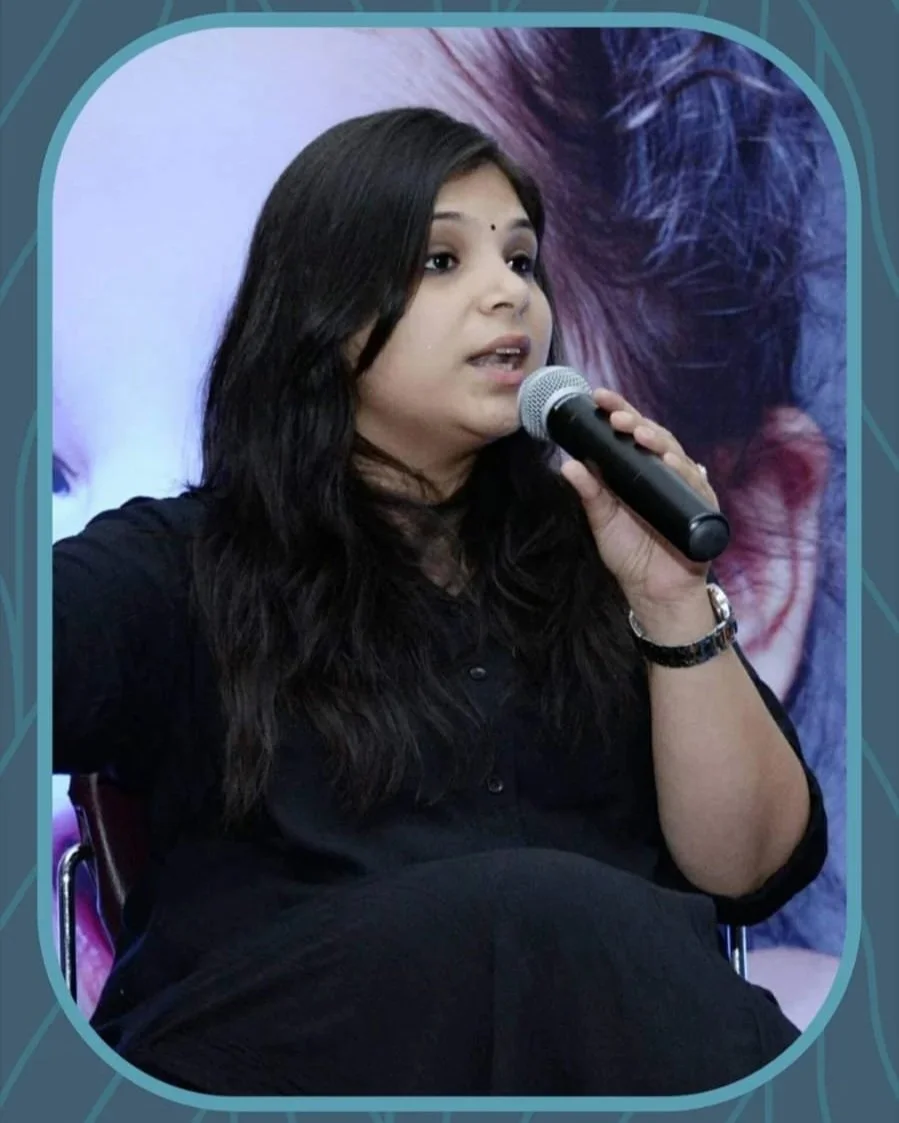 Shuchita Dua, psychologist & family therapist speaking at a public awareness event.