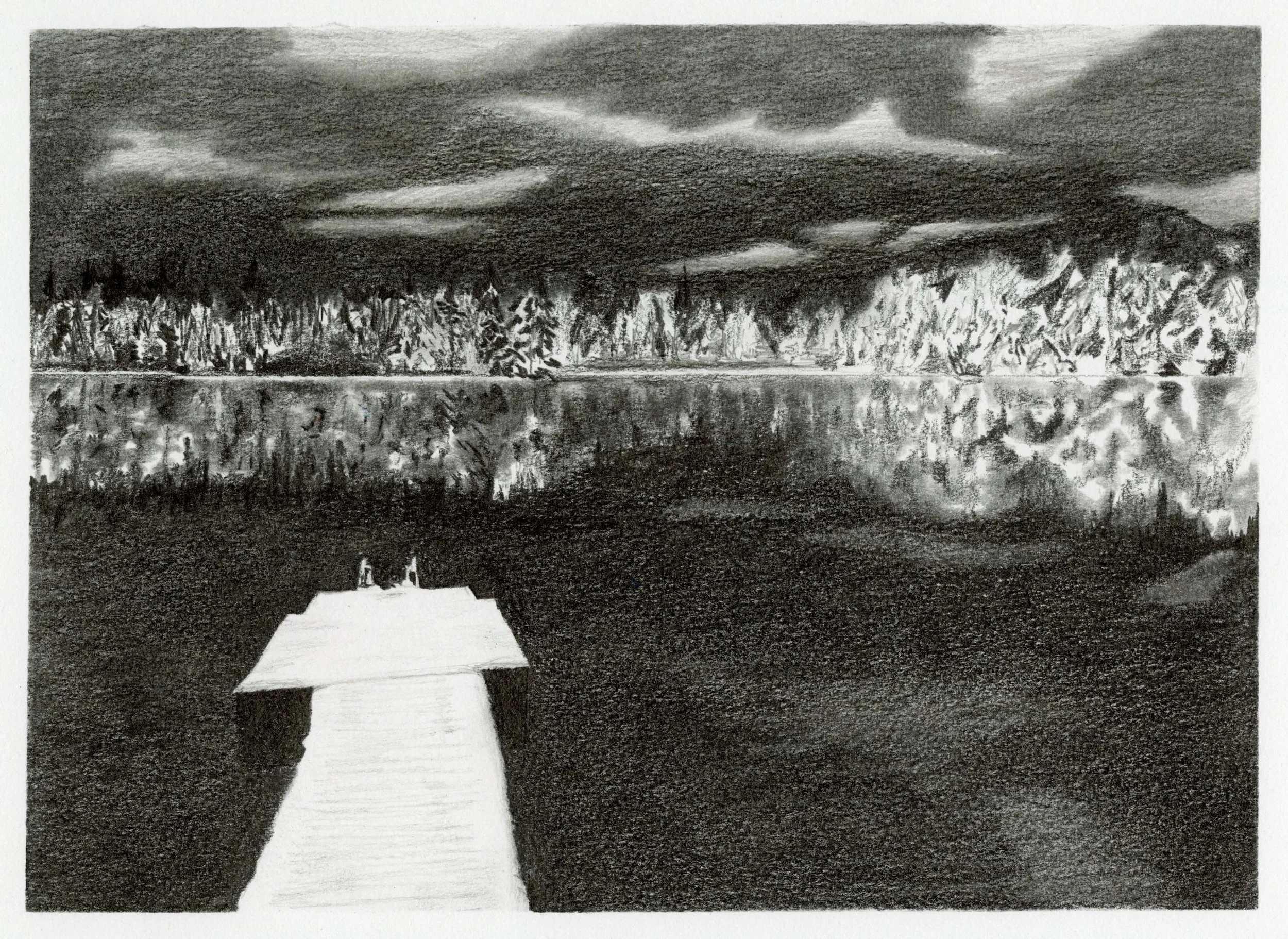 Stock Dock, graphite on paper, 9 in. x 12 in., 2024 - sold