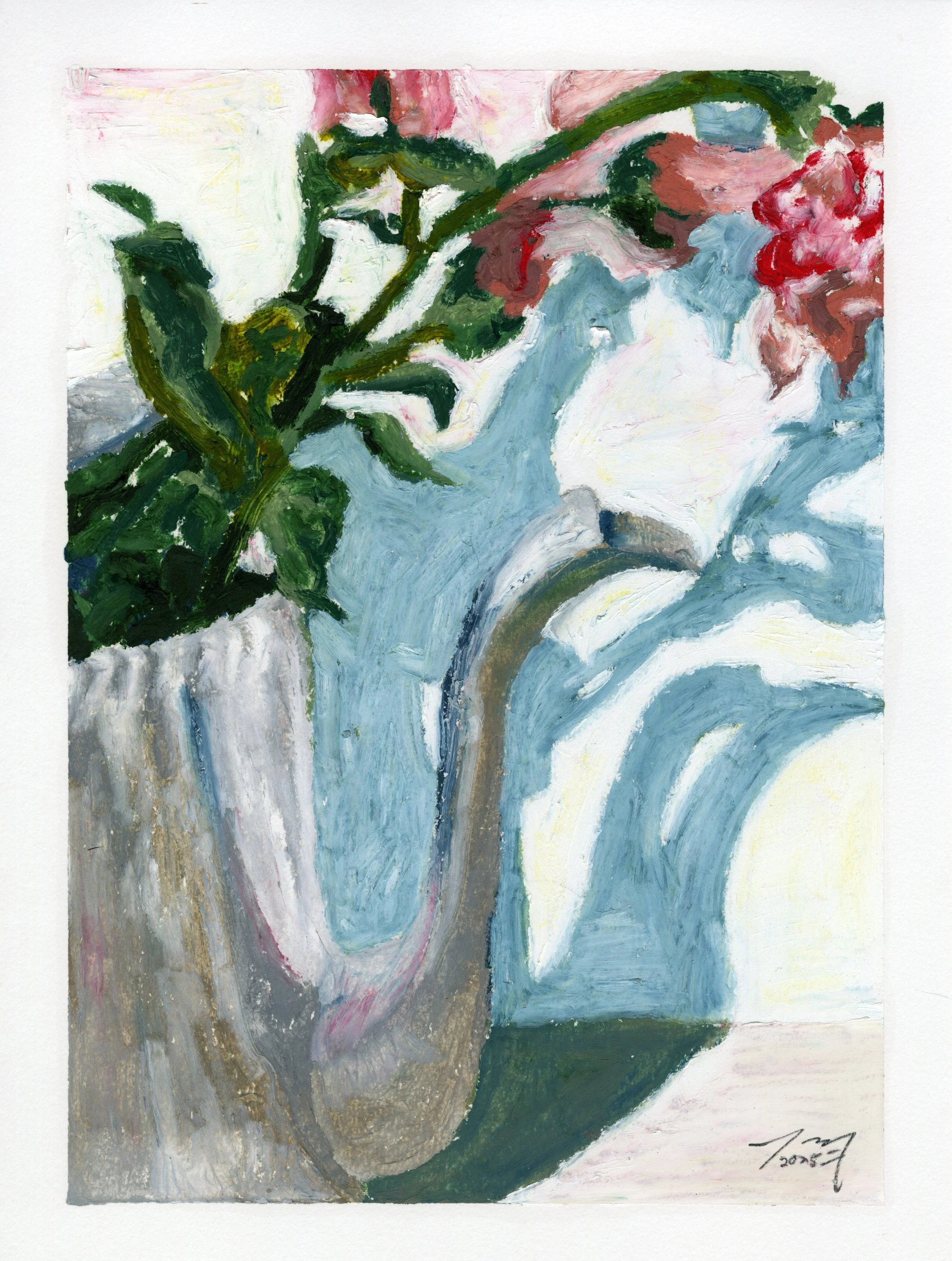 Snapdragon Shadow Series, II, oil pastel on paper, 9 in. x 12 in., 2025 - available for purchase $500.00