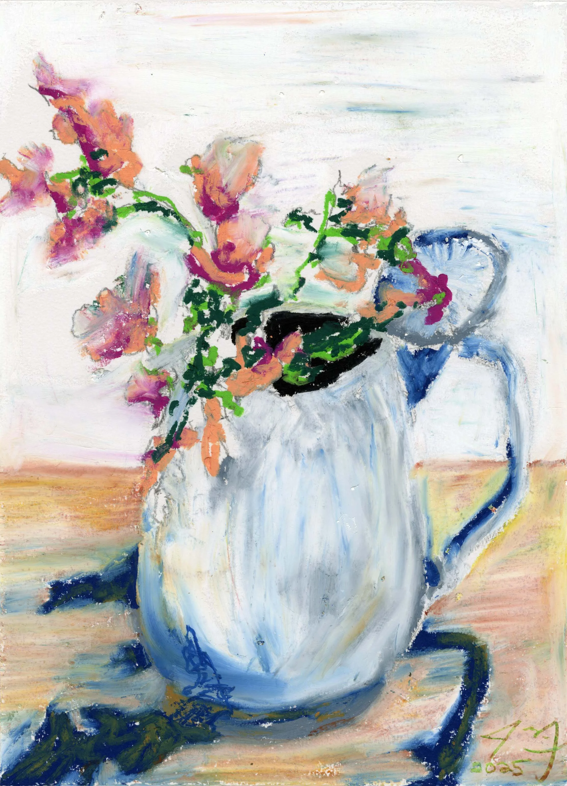 Still Life Study, no. X, oil pastel on paper, 9 in. x 12 in., 2025 - sold