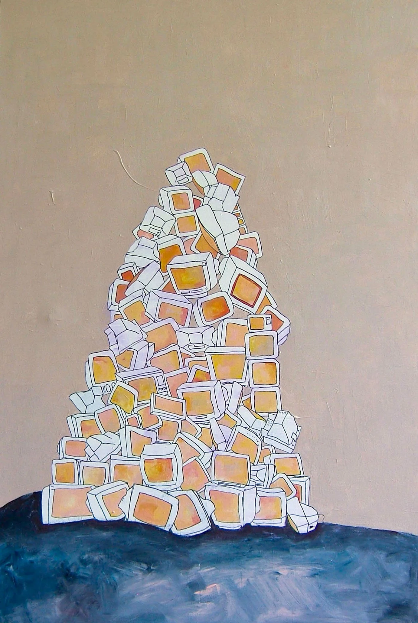 TV Totem I, Acrylic and sharpie on canvas, 48 x 72 inches, 2008 - NFS