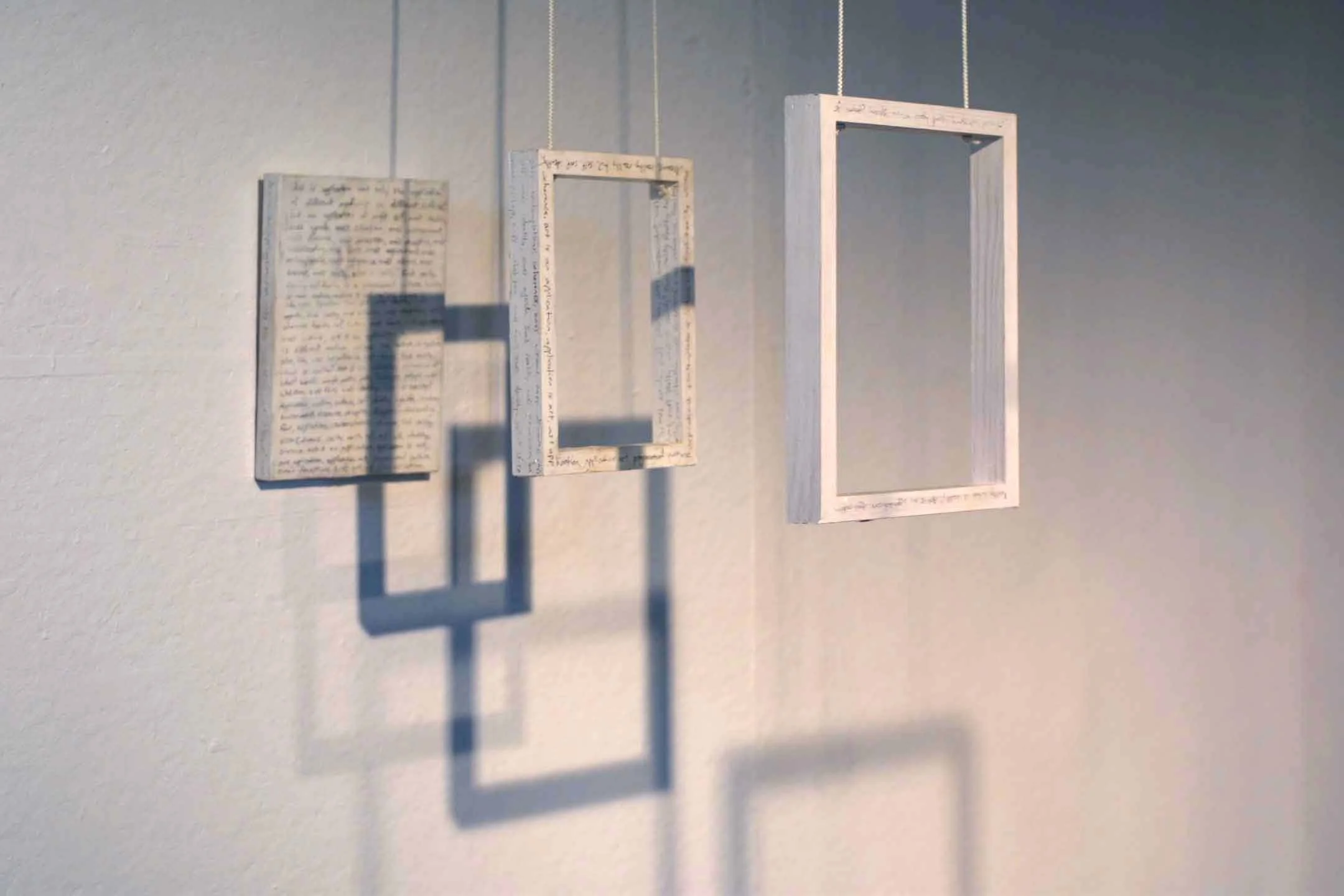 Art is Application (close-up), Ink, caulking, acrylic on hanging frames (distanced and sized by the Fibonacci sequence), No Size, 2008 - NFS