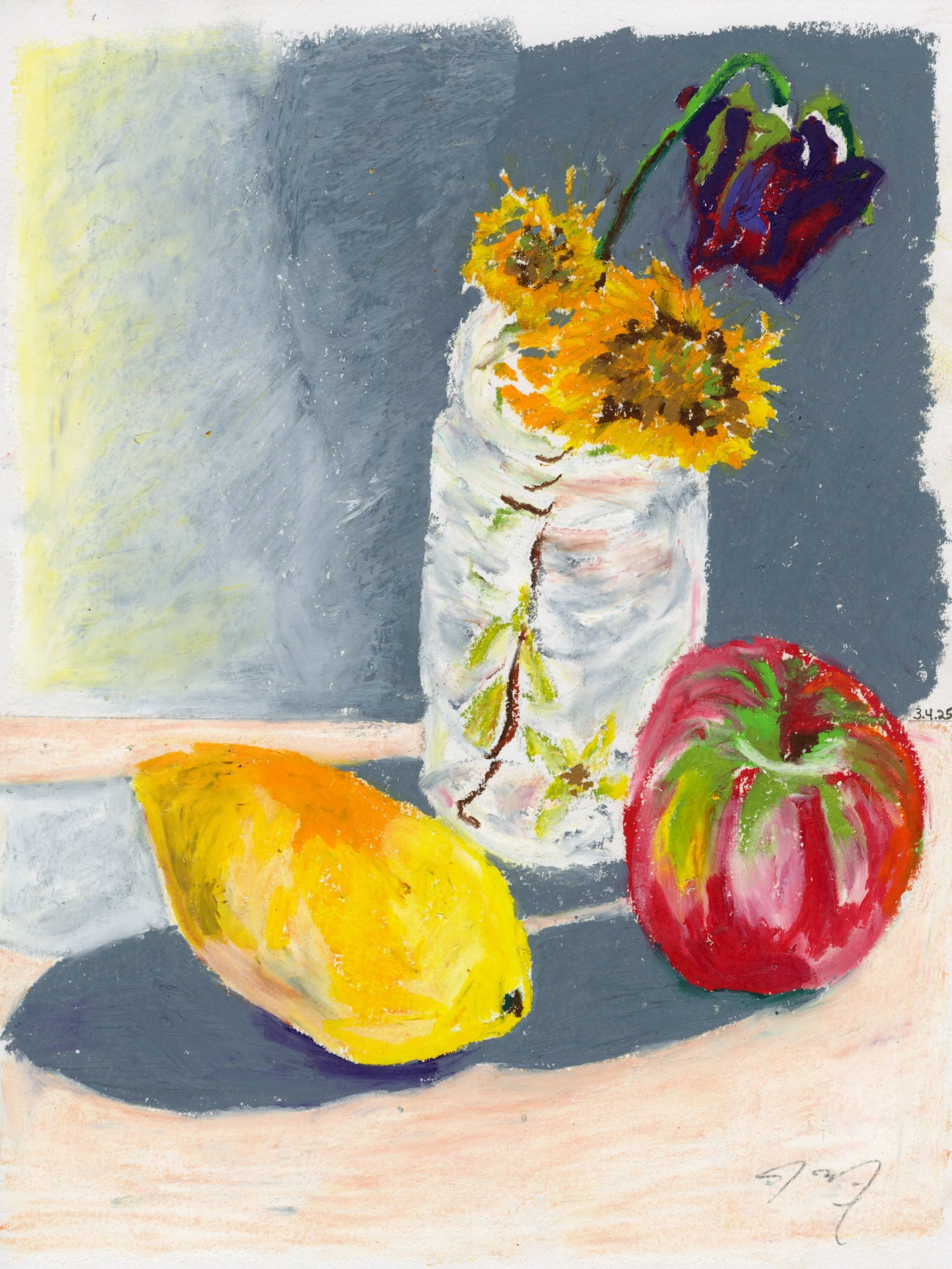Still Life Study, no. III, oil pastel on paper, 9 in. x 12 in., 2025 - sold