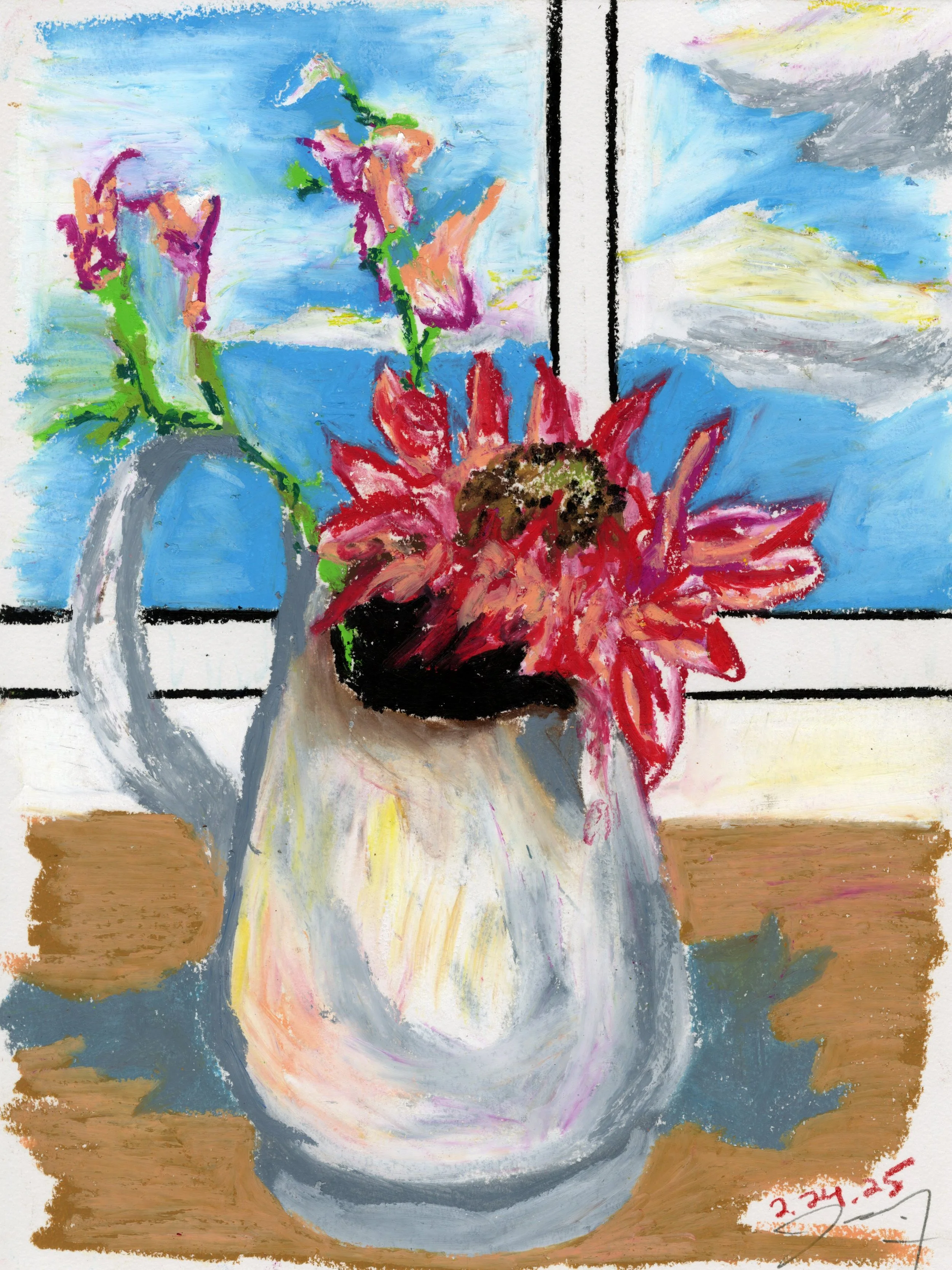 Still Life Study, no. IV, oil pastel on paper, 9 in. x 12 in., 2025 - sold