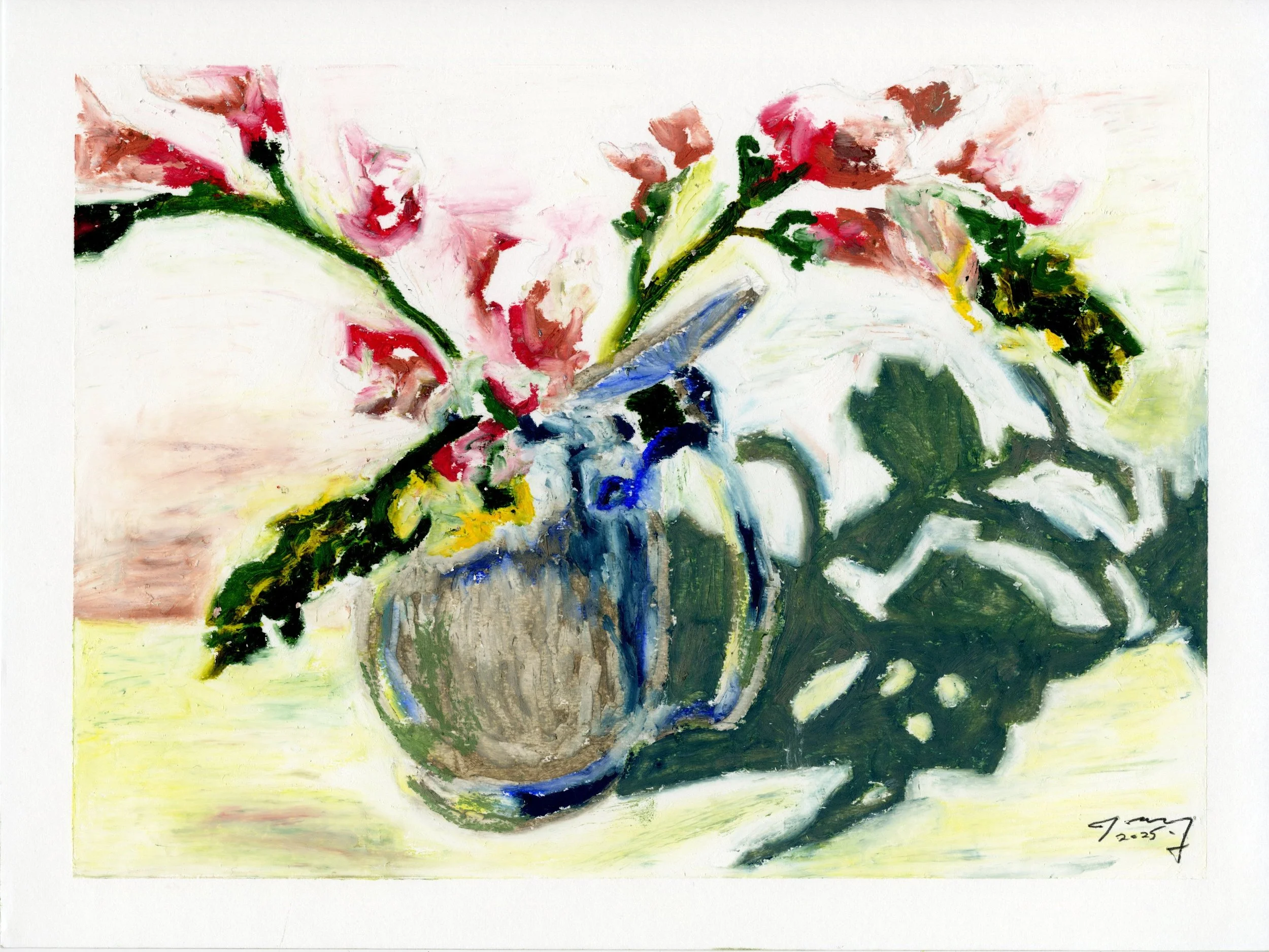 Still Life Study, no. VIII, oil pastel on paper, 9 in. x 12 in., 2025 - sold