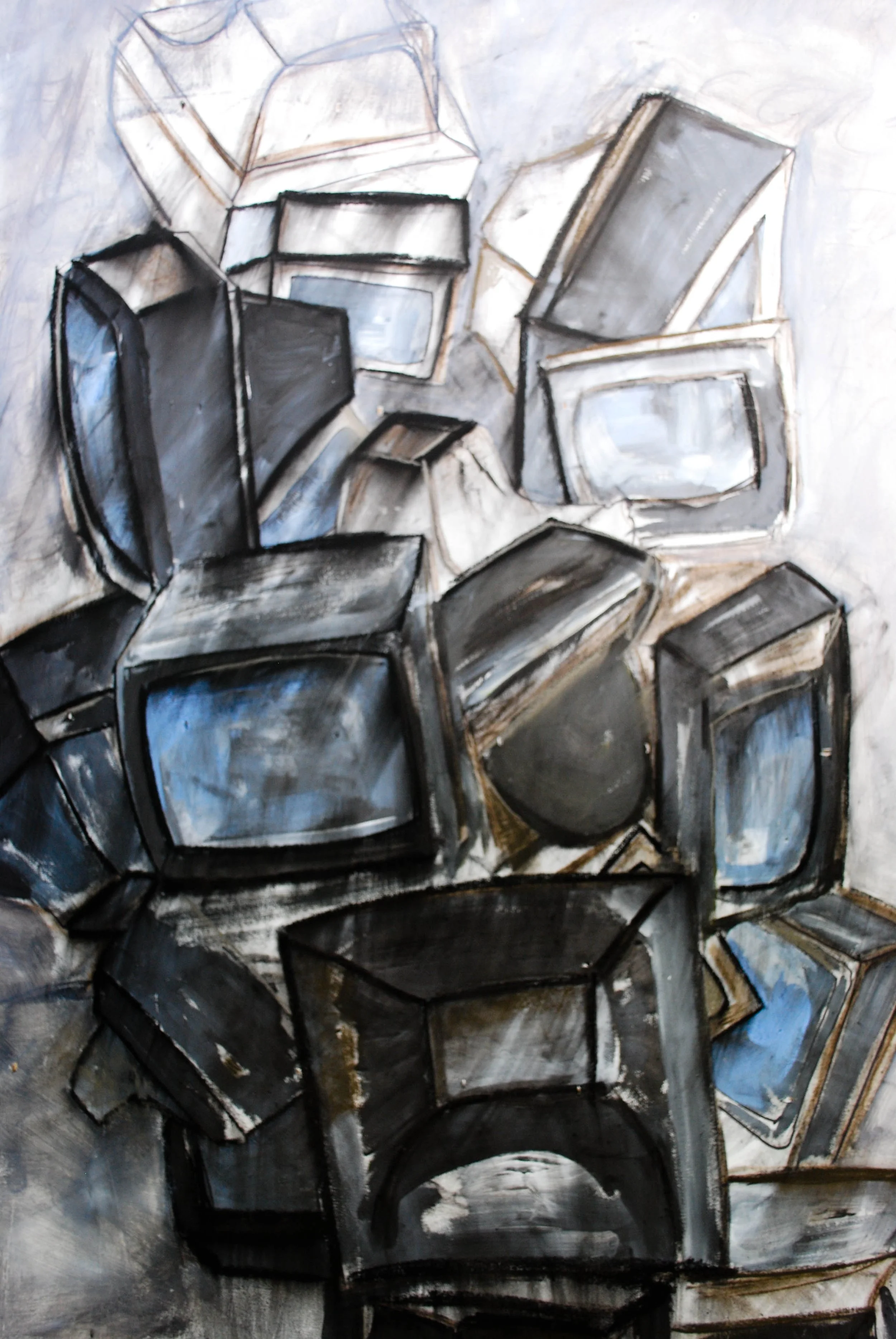 TV Totem IV, acrylic, caulking, marquee sign letter and adhesive, 48 x 96 inches, 2010 - NFS