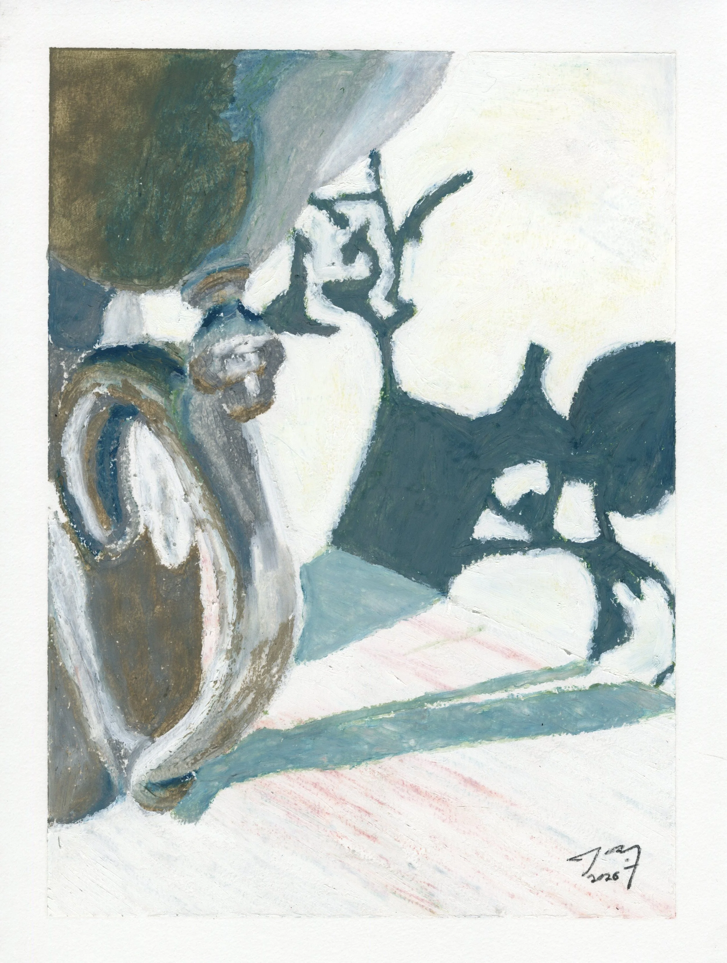 Snapdragon Shadow Series, III, oil pastel on paper, 9 in. x 12 in., 2025 - available for purchase $500.00