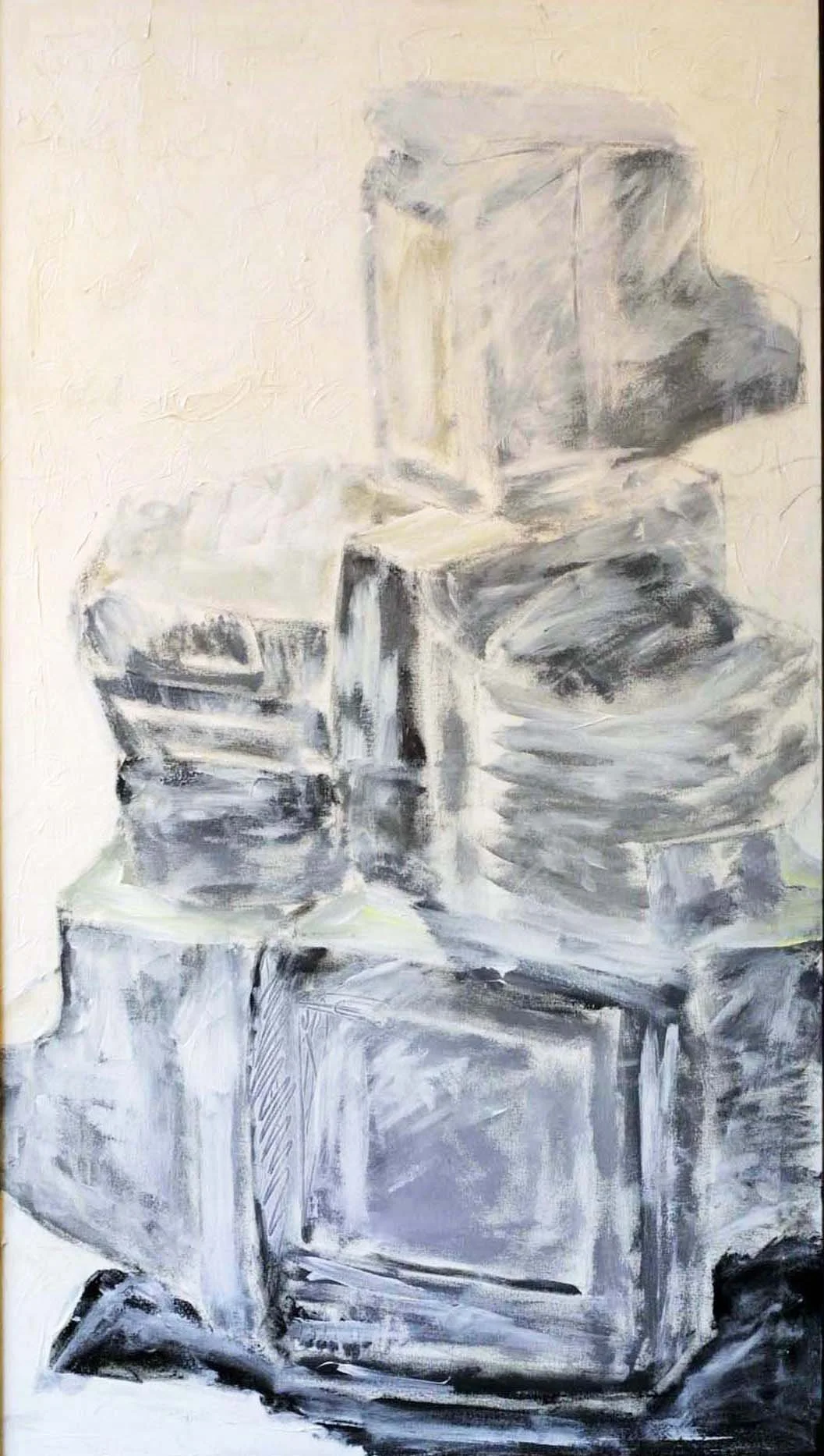 TV Panel II, acrylic, caulking, and charcoal on canvas, 32 x 48 inches, 2008 - NFS