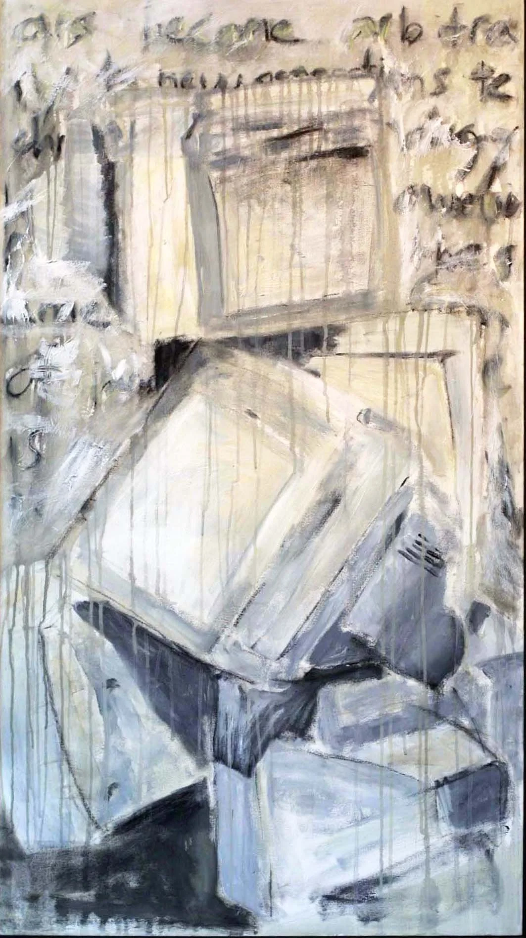 TV Panel IV, acrylic, caulking, and charcoal on canvas, 32 x 48 inches, 2008 - NFS