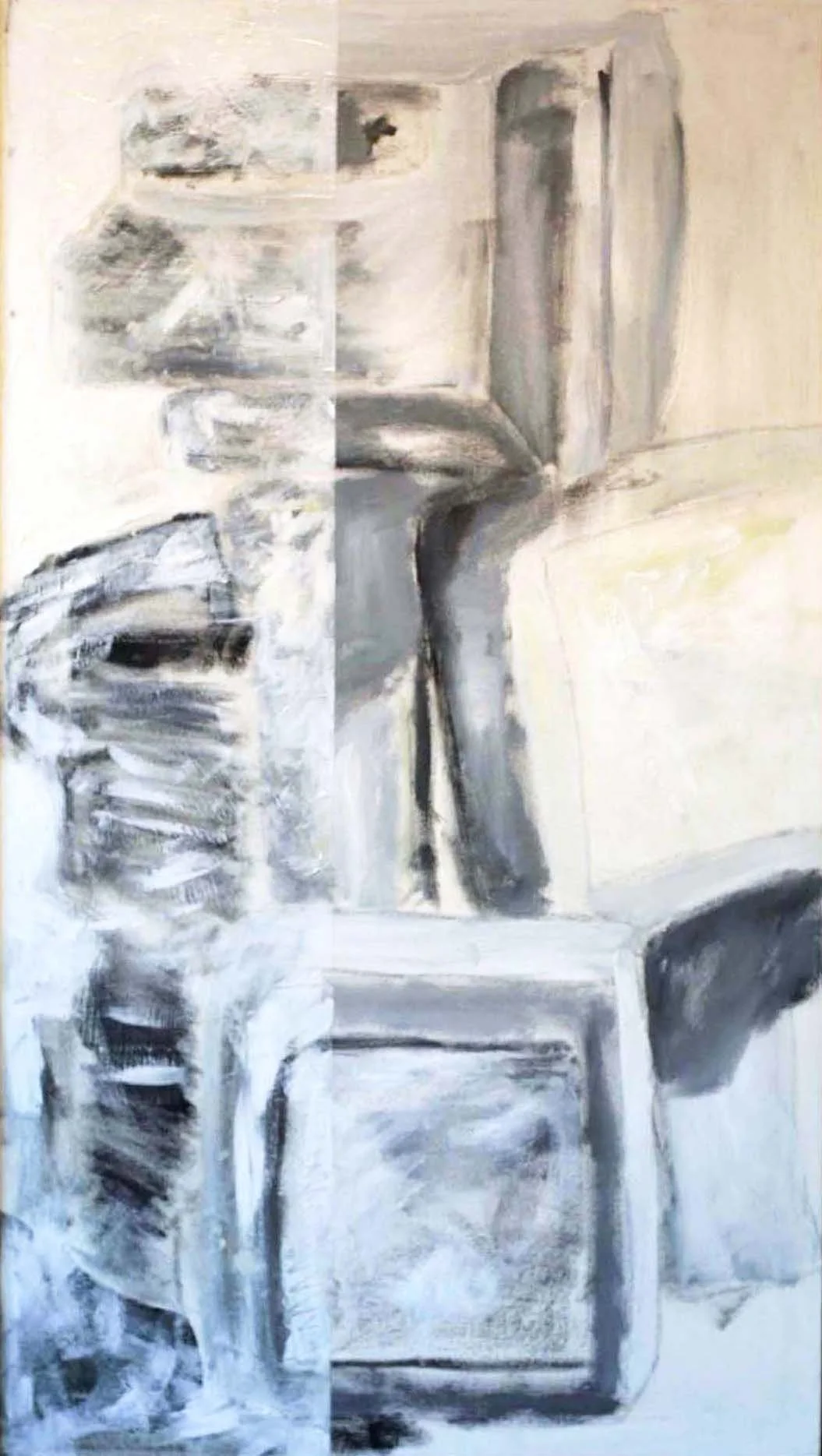 TV Panel V, acrylic, caulking, and charcoal on canvas, 32 x 48 inches, 2008 - NFS