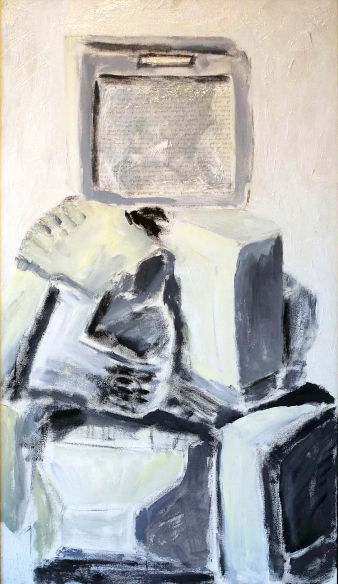 TV Panel VI, acrylic, caulking, and charcoal on canvas, 32 x 48 inches, 2008 - NFS