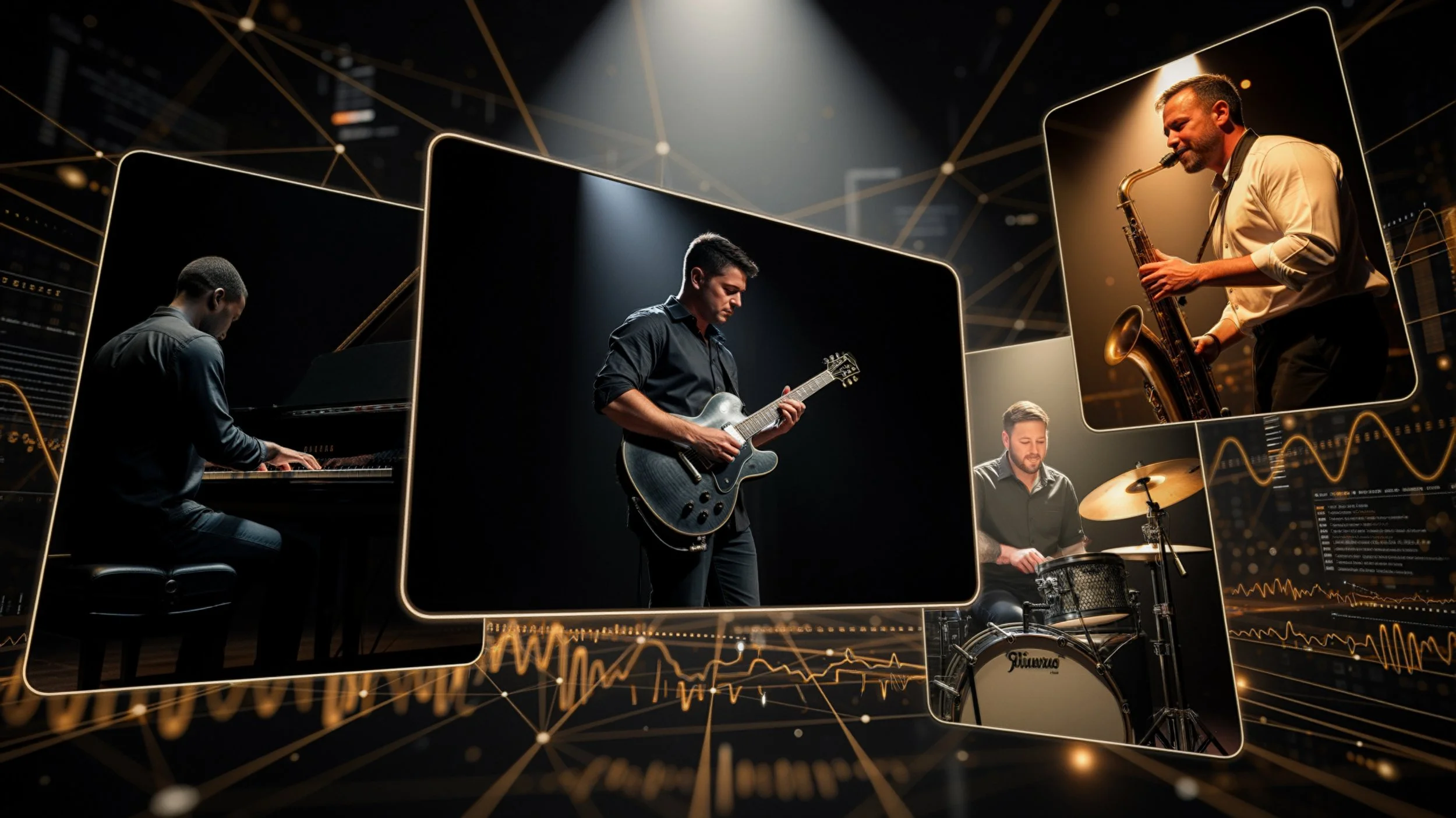 Various musicians playing instruments