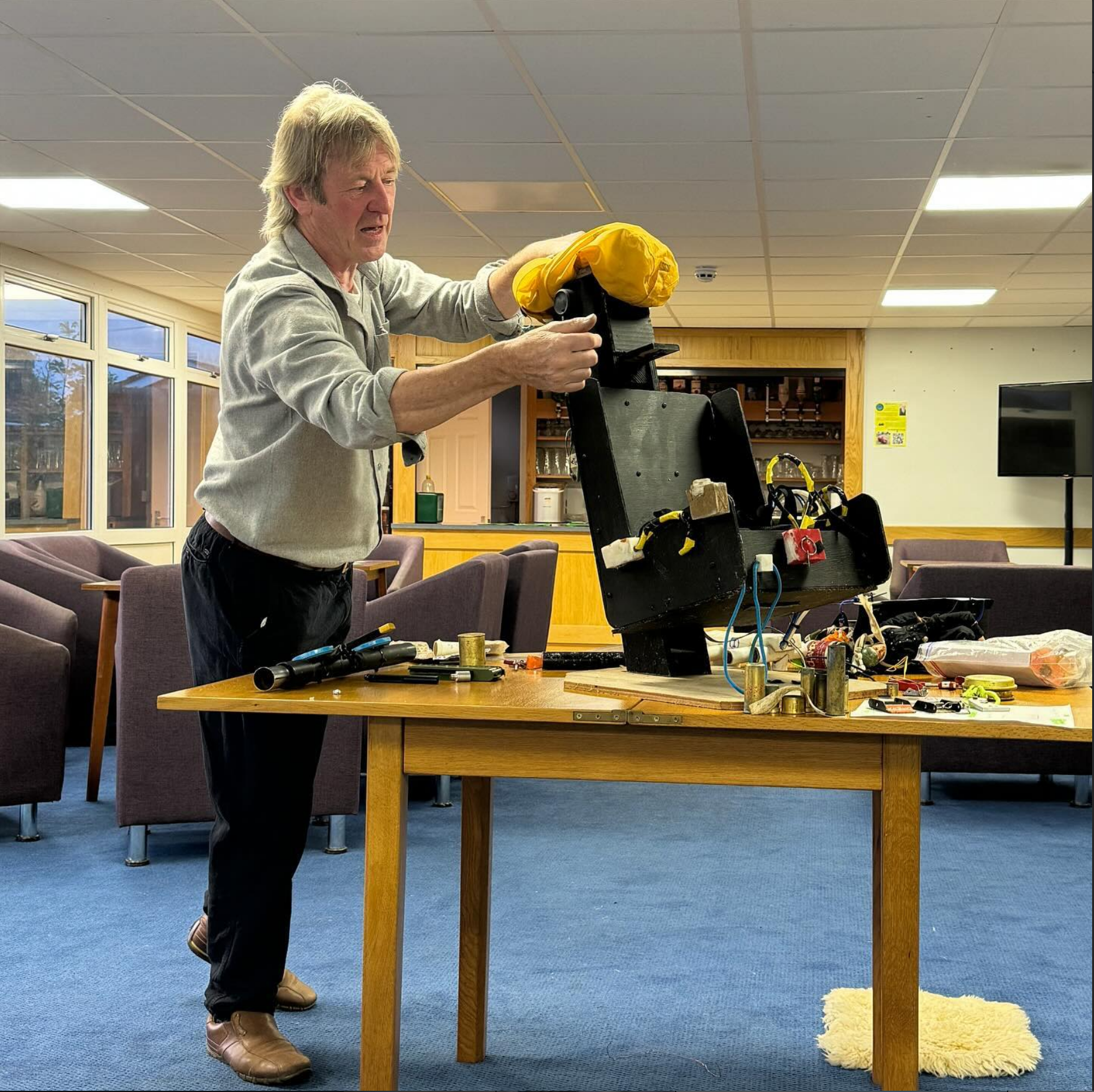 WNAS Chairman Chris demonstrating the finer points of ejection seats