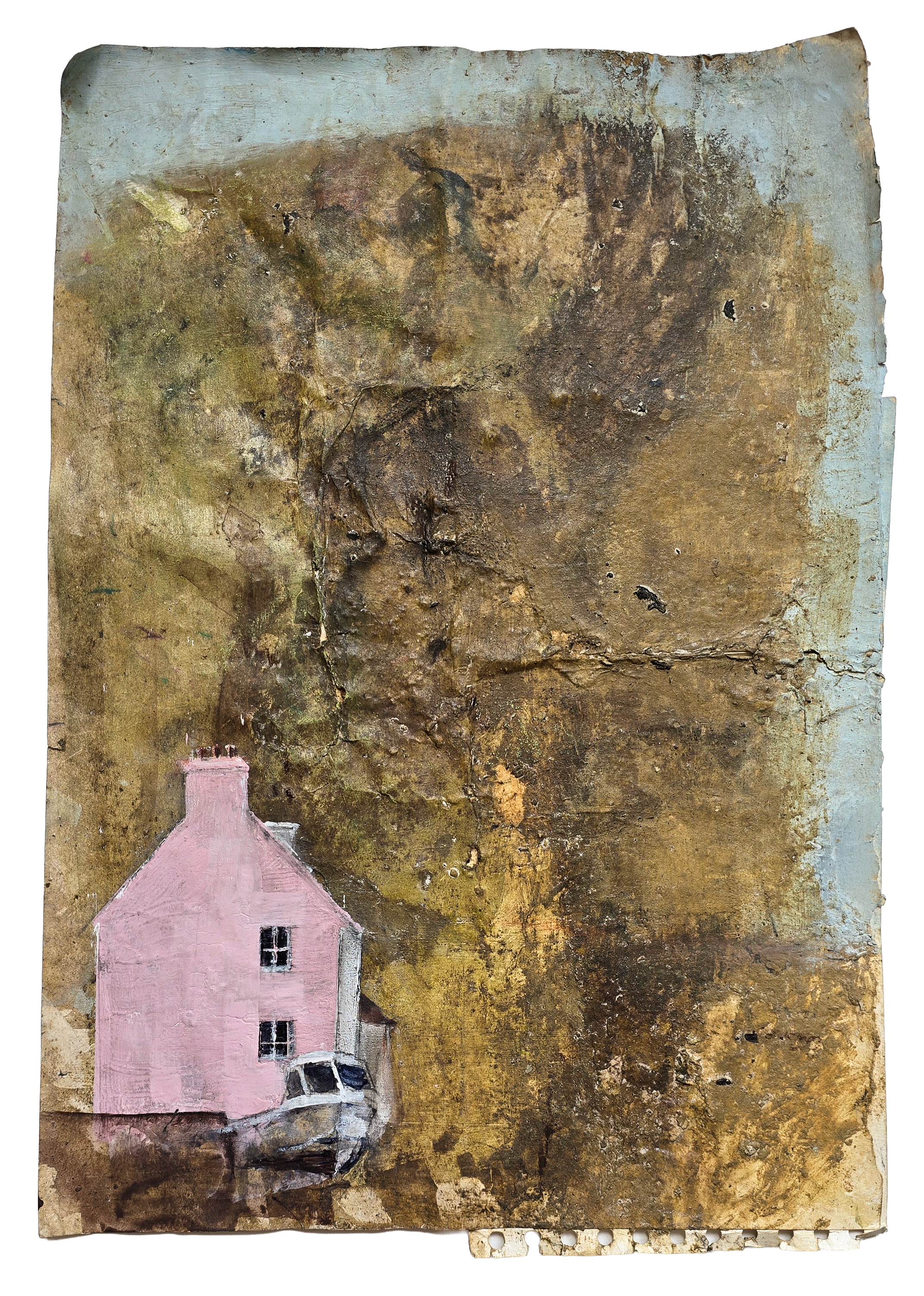 Pink House West Bay Mixed Media on paper, 29.4 cm x 42.4 cm, 2026  