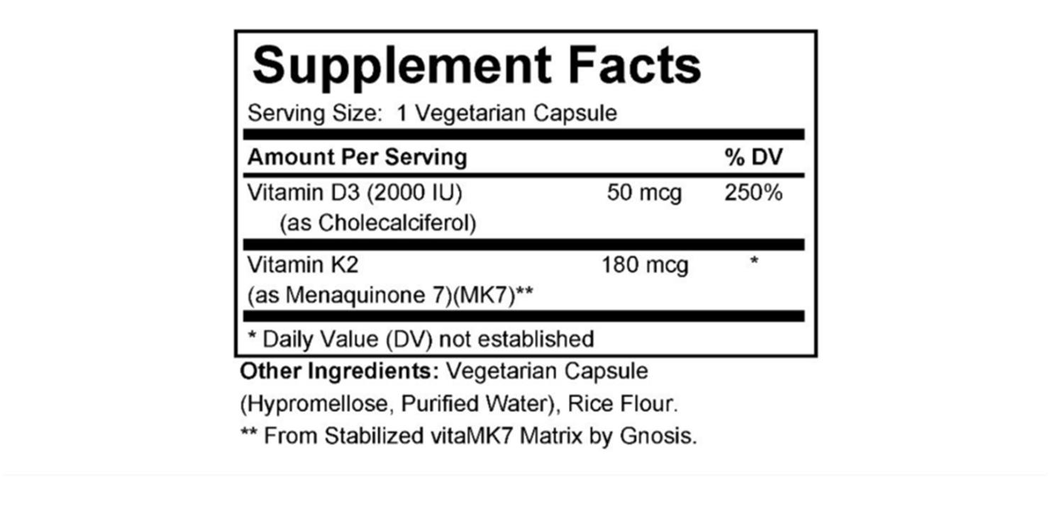 Vitamin D3 and K2 2000 IU