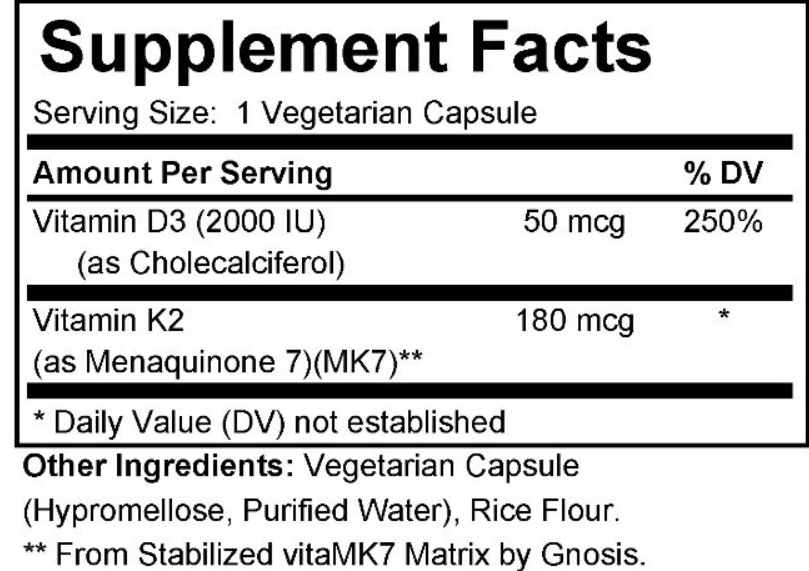 Vitamin D3 and K2 2000 IU