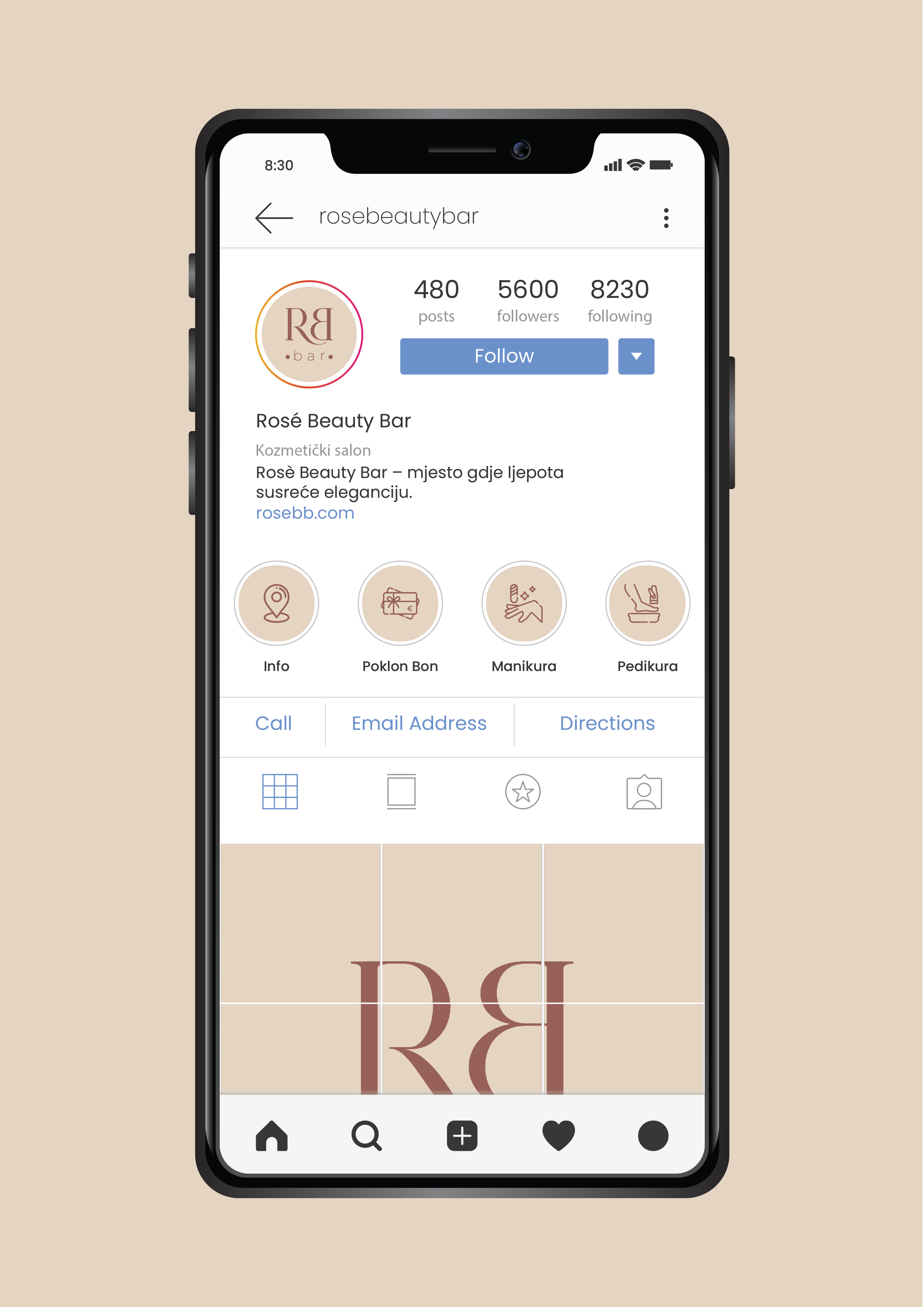 Rose Beauty Bar - Instagram Mockup