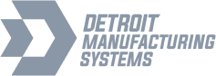 Logo of Detroit Manufacturing Systems with black and gray colors.