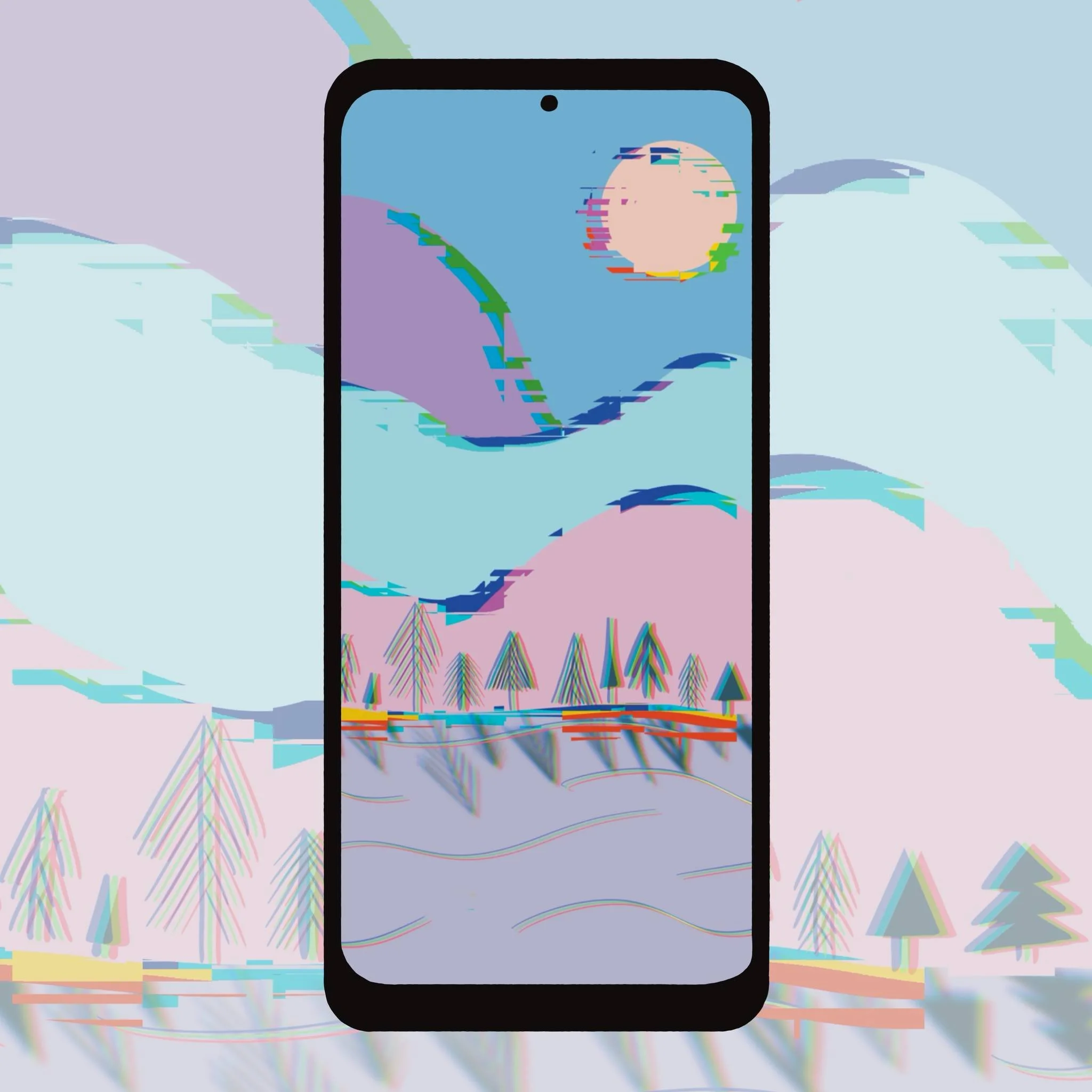 🌕 Glitched | Fond d'&eacute;cran pour t&eacute;l&eacute;phone et projet print carte postale. 

🎁 Fonds d'&eacute;cran gratuits sur zeroziri.com (lien dans ma bio)

#illustrationfr #digitalart #procreate #procreatedrawing #art #artist #procreateillu