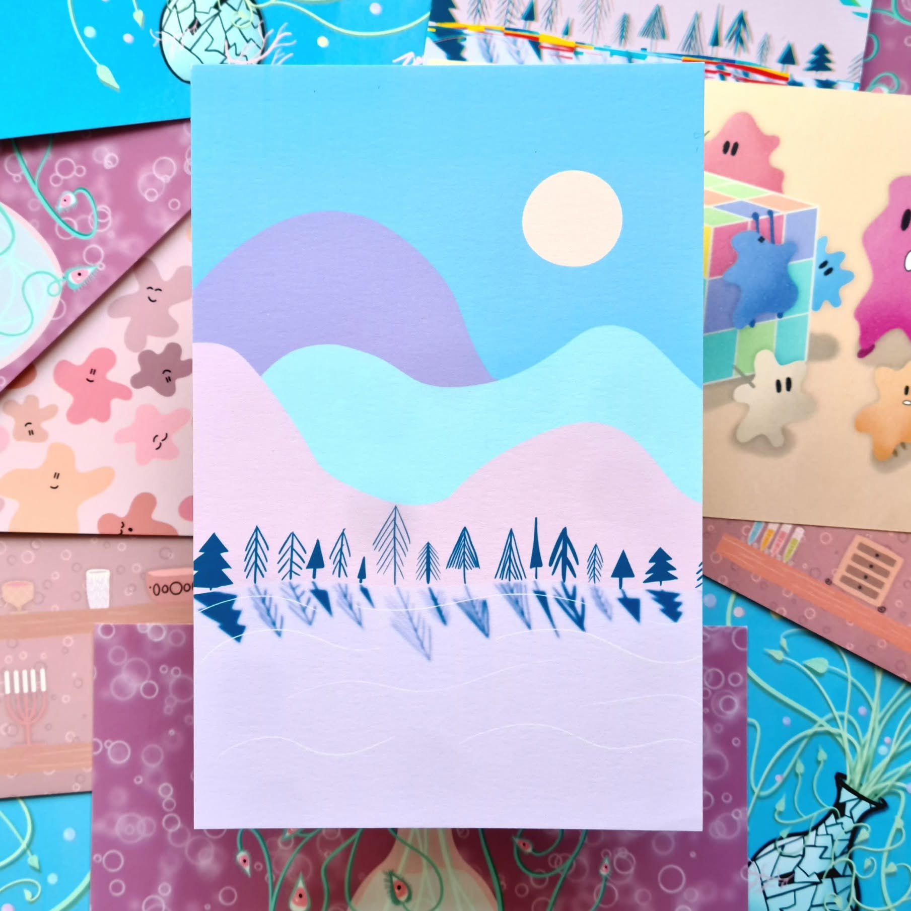🏜️ Unglitched | Projet print carte postale et fond d'&eacute;cran pour t&eacute;l&eacute;phone. 
🫧 Illustration de paysage pastel (version non glitch&eacute;e). 

🎁 Fonds d'&eacute;cran gratuits sur zeroziri.com (lien dans ma bio)

#illustrationfr