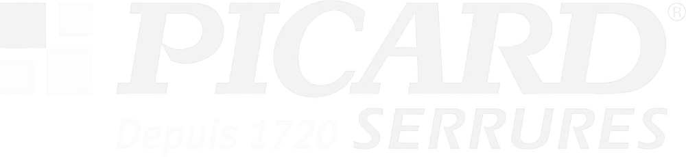 Logo de la marque Picard avec un symbole + et le texte 'Depuis 1720 SERRURES' en dessous.