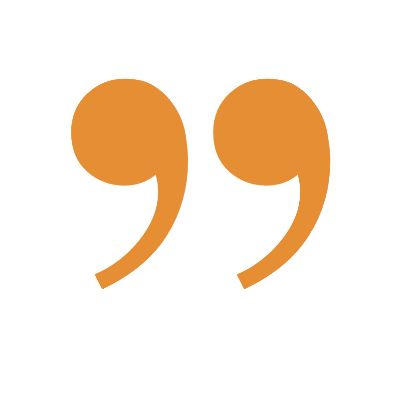 Large orange quotation marks on a black background.