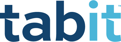 The image shows the logo of the company 'Tabit' in blue and teal colors.