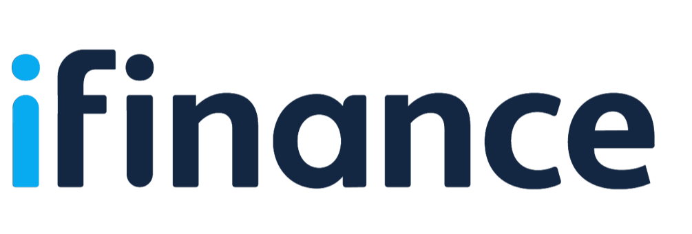 The logo of iFinance, featuring the word 'iFinance' with a blue lowercase 'i' and dark blue letters.