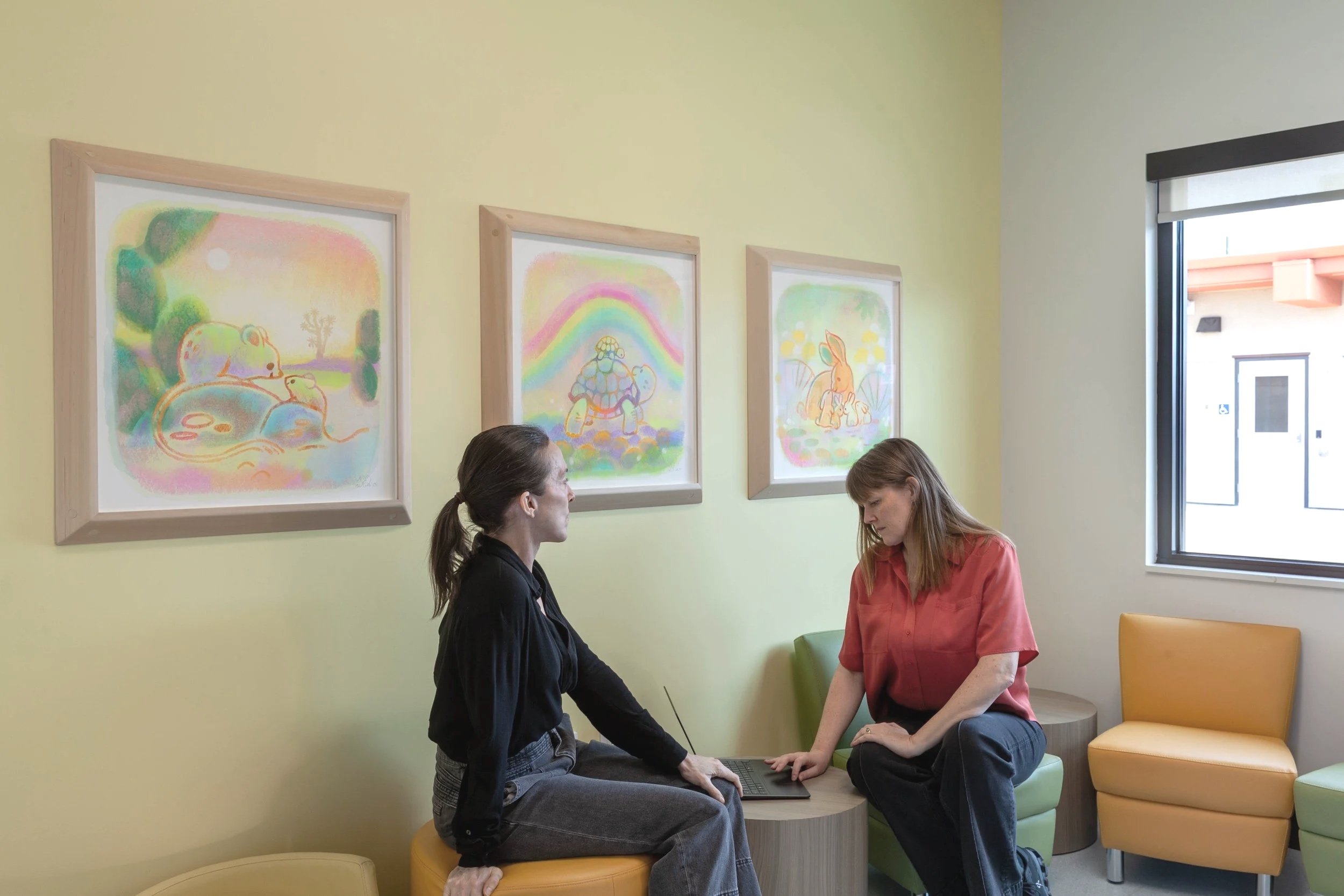 Children's Crisis Stabilization Unit, Lancaster, CA. From the collection of the Los Angeles Department of Arts and Culture. Artworks by Joy Hwang Ruiz