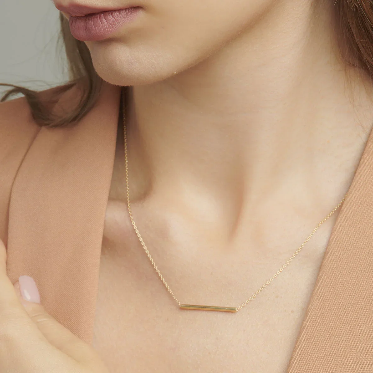 14k Gold Minimalist Bar Necklace