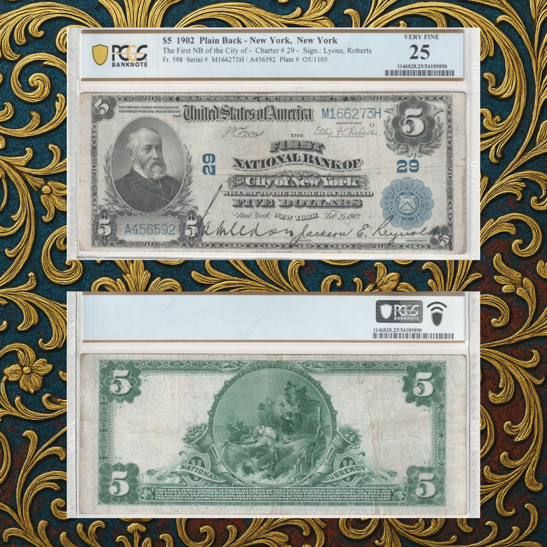 $5 1902 Plain Back - The First National Bank of The City of New York (Charter #29)