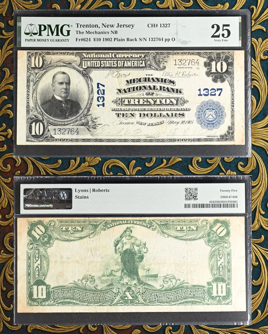 $10 1902 Plain Back - The Mechanics National Bank - Trenton, New Jersey
