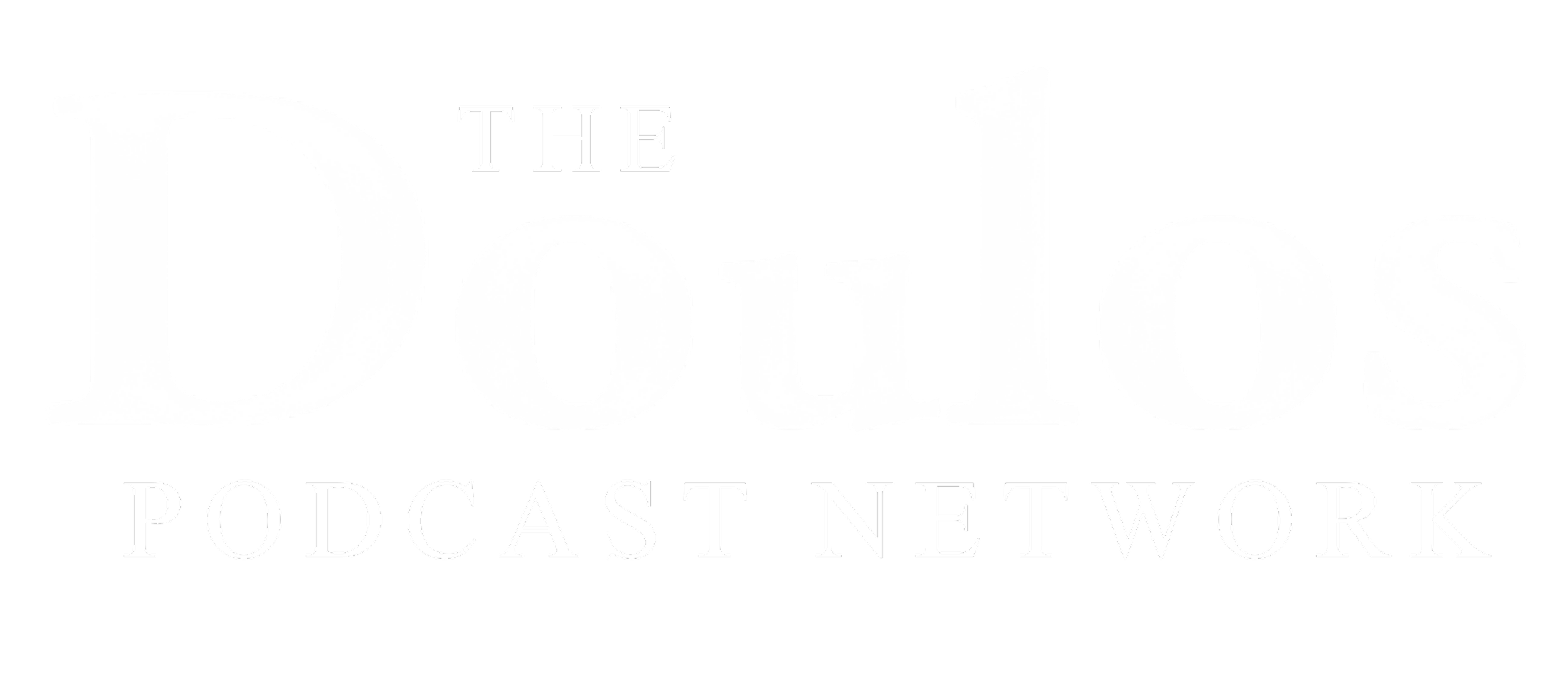 Logo for The Dots Podcast Network with a stylized black and white design.