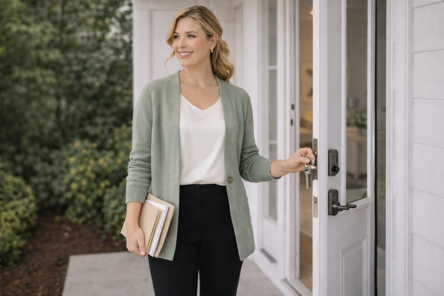 Real estate agent shows modern home